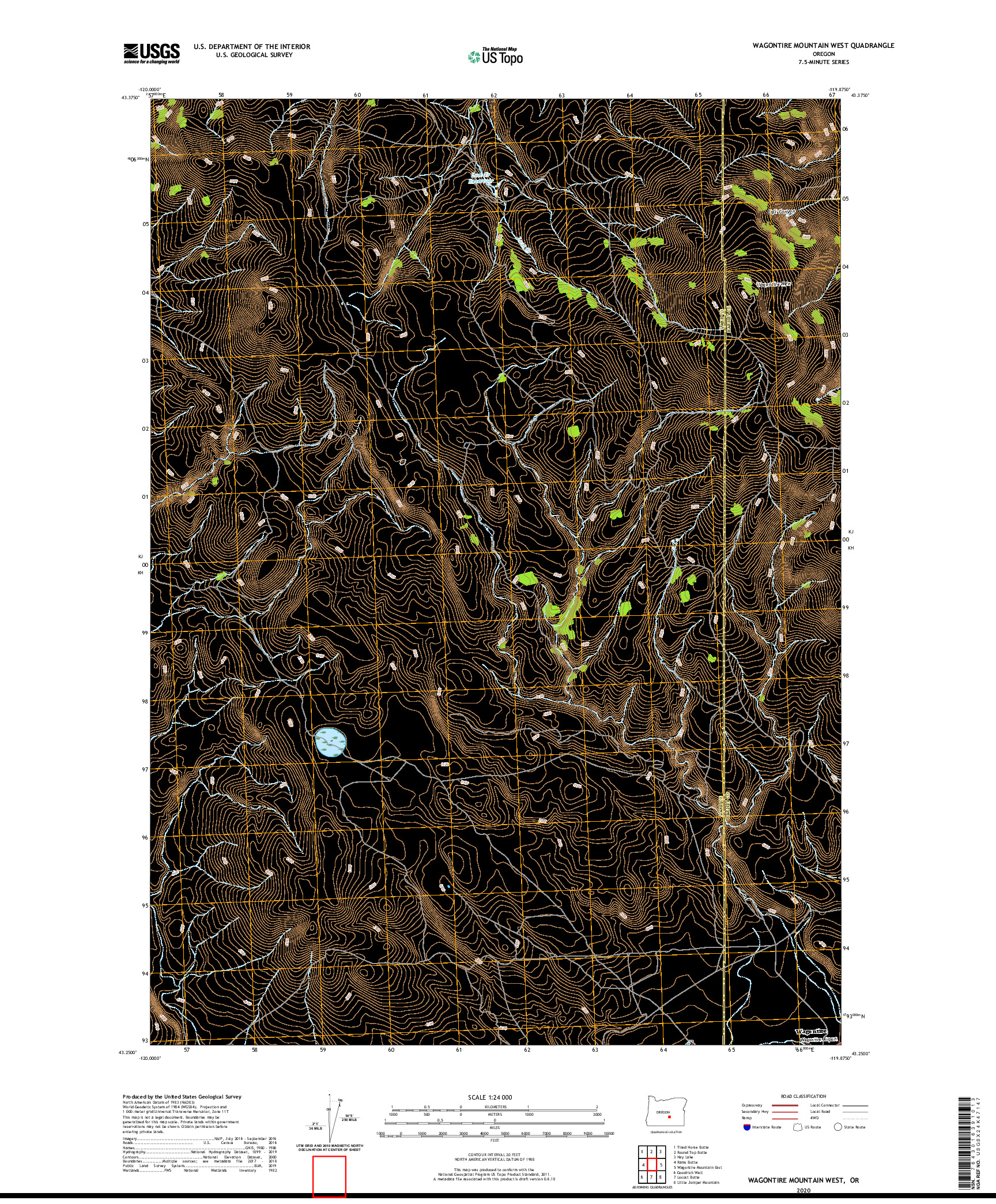 USGS US TOPO 7.5-MINUTE MAP FOR WAGONTIRE MOUNTAIN WEST, OR 2020