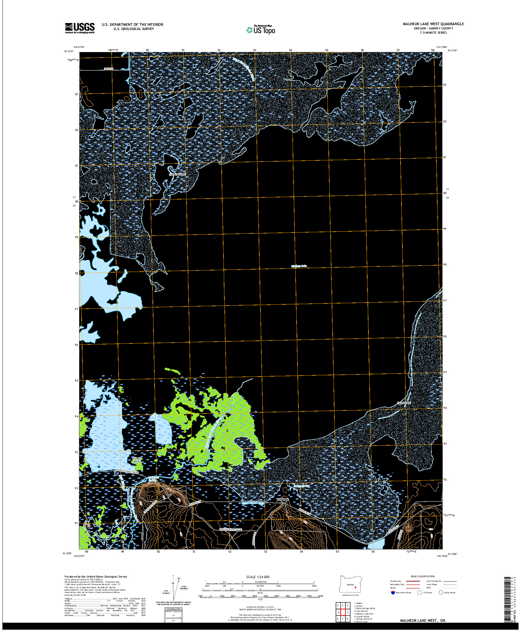 USGS US TOPO 7.5-MINUTE MAP FOR MALHEUR LAKE WEST, OR 2020