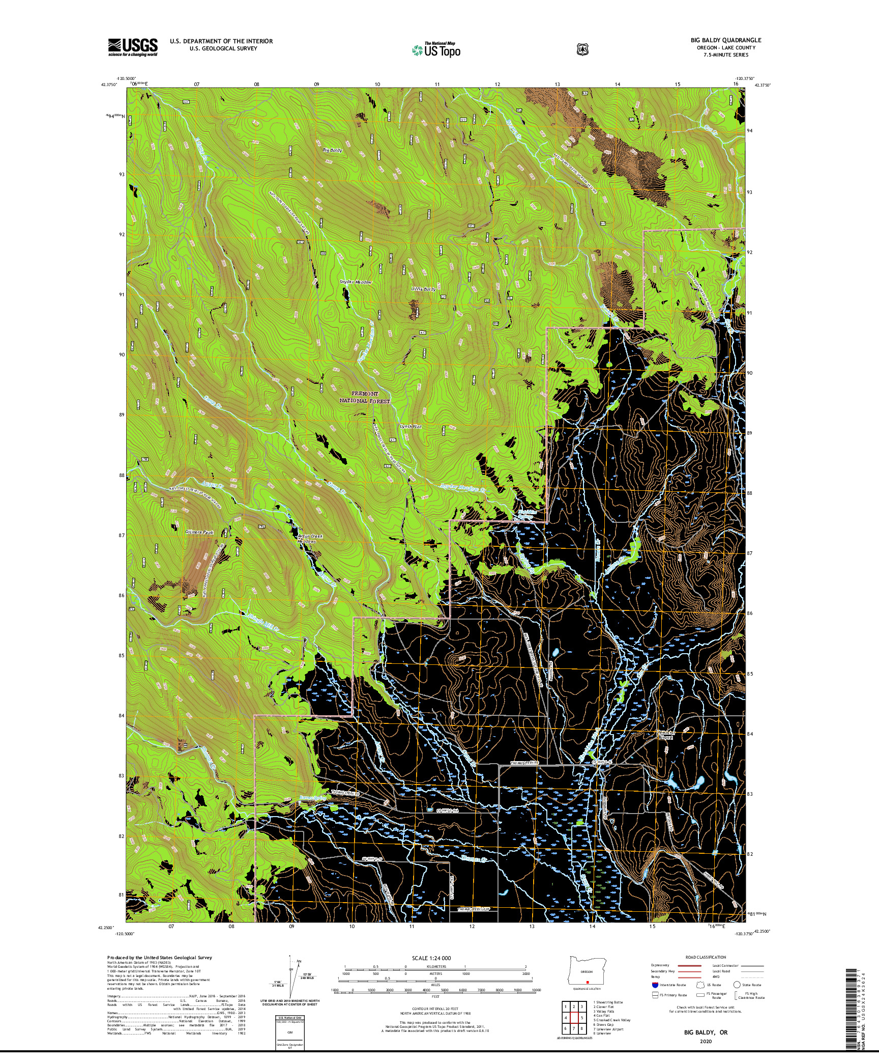 USGS US TOPO 7.5-MINUTE MAP FOR BIG BALDY, OR 2020