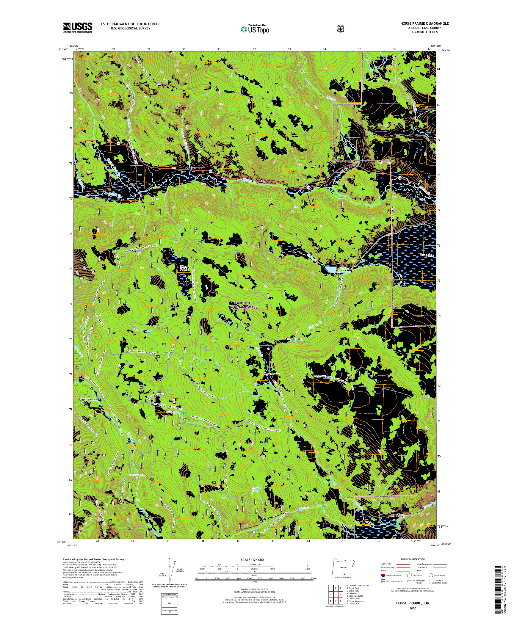 USGS US TOPO 7.5-MINUTE MAP FOR HORSE PRAIRIE, OR 2020