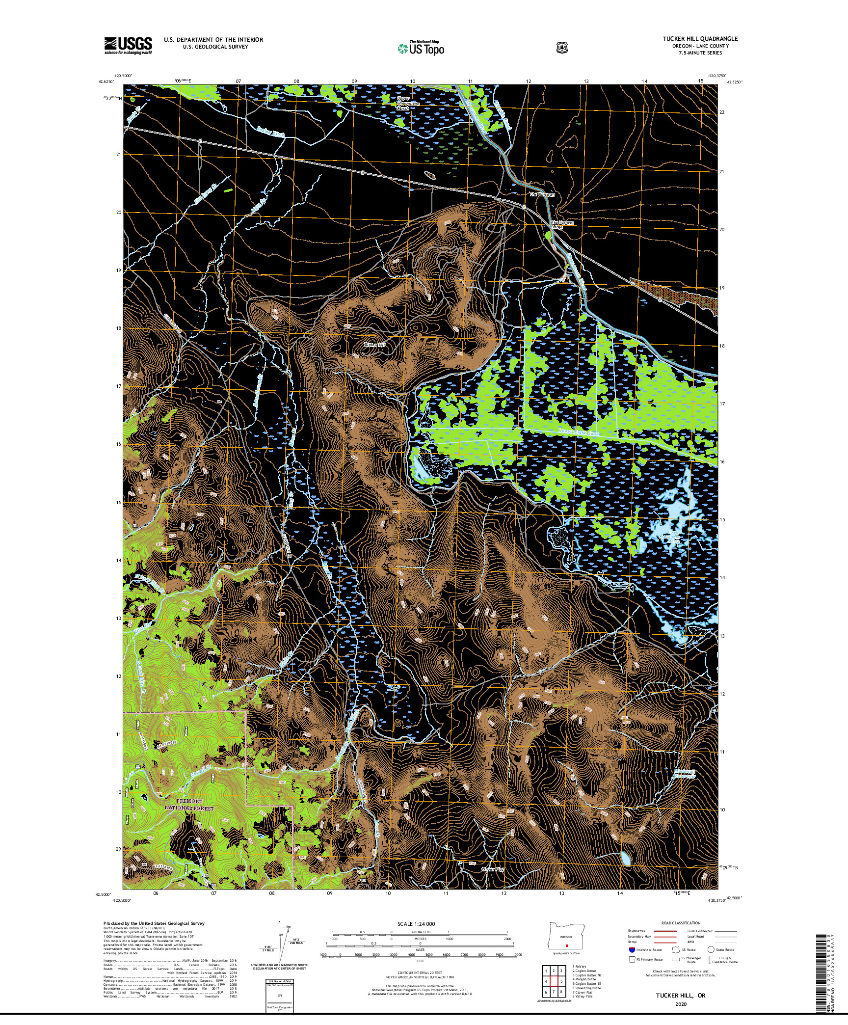 USGS US TOPO 7.5-MINUTE MAP FOR TUCKER HILL, OR 2020