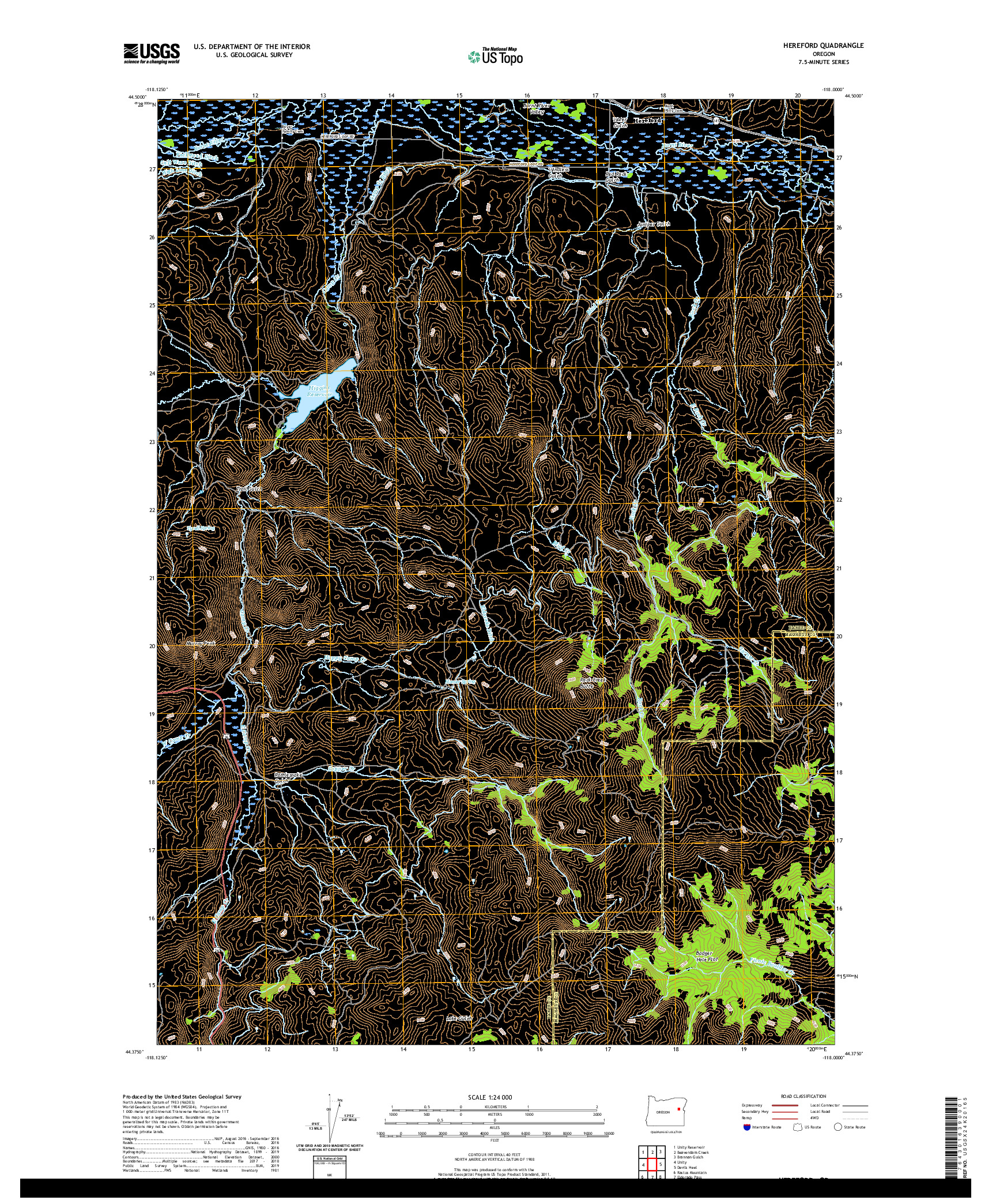 USGS US TOPO 7.5-MINUTE MAP FOR HEREFORD, OR 2020