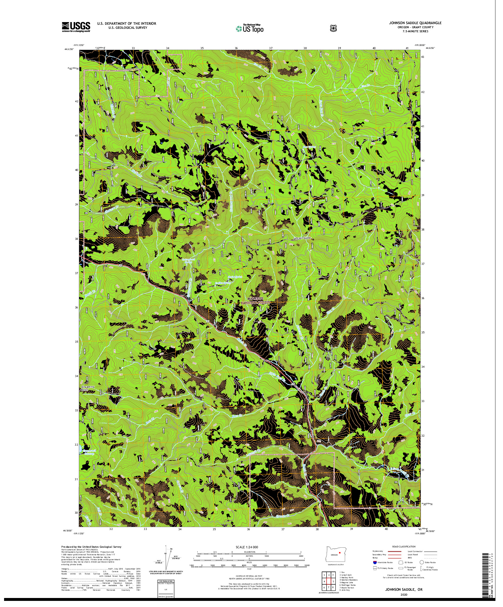 USGS US TOPO 7.5-MINUTE MAP FOR JOHNSON SADDLE, OR 2020