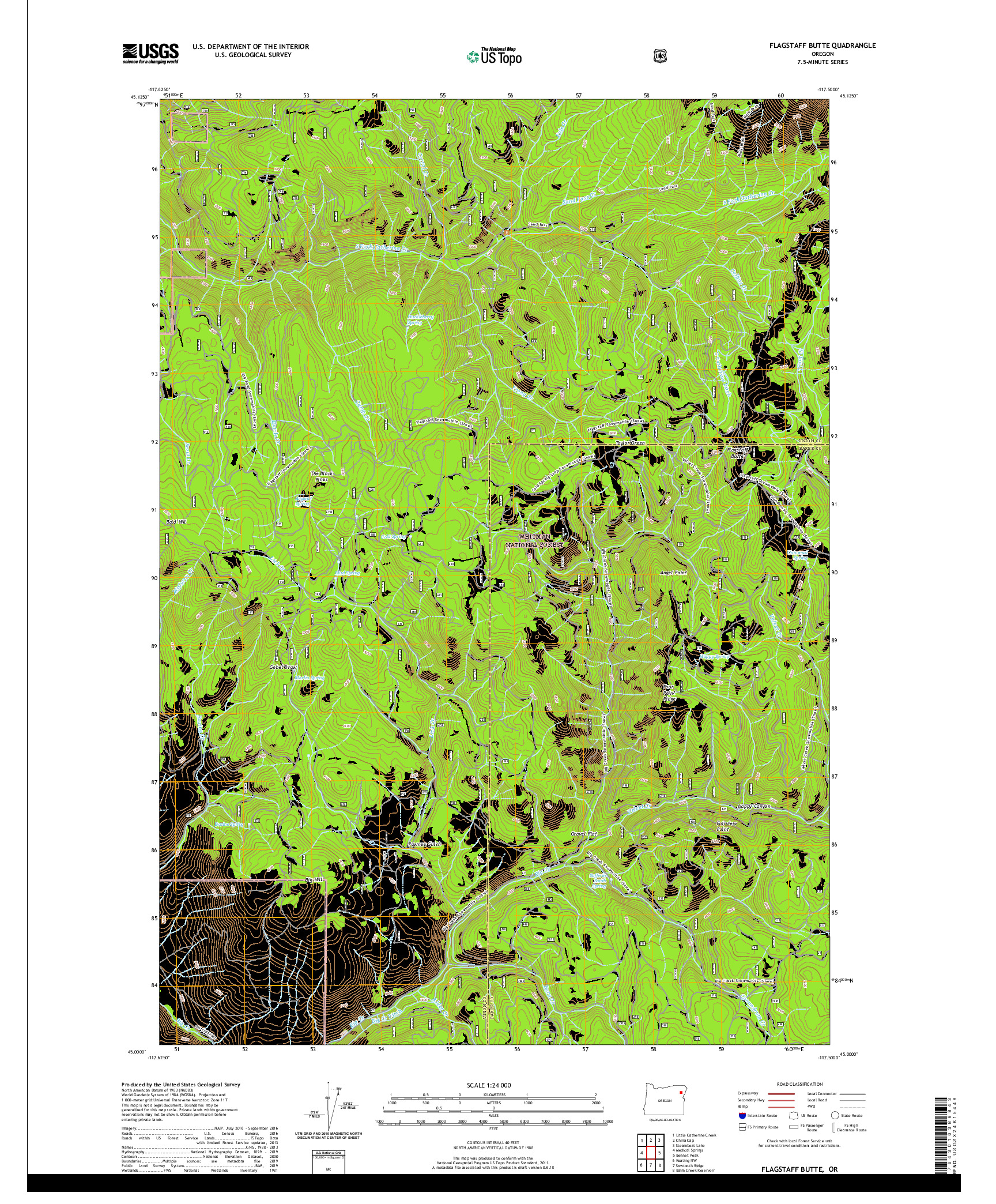 USGS US TOPO 7.5-MINUTE MAP FOR FLAGSTAFF BUTTE, OR 2020