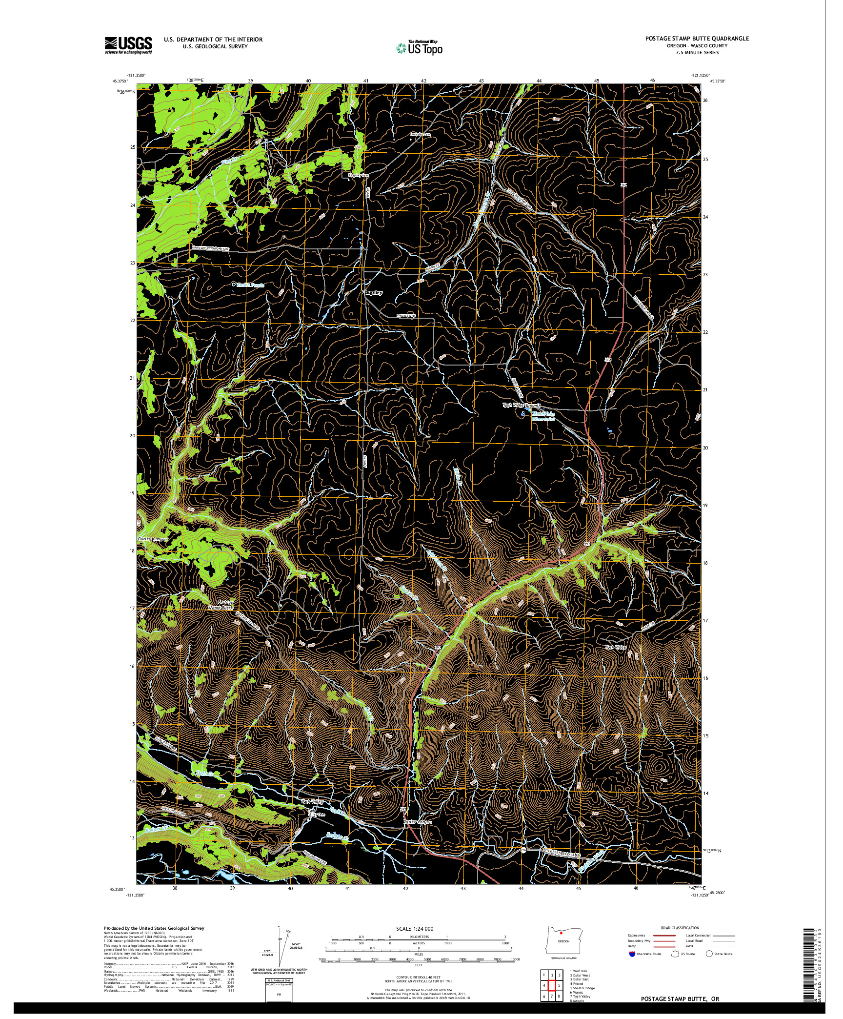 USGS US TOPO 7.5-MINUTE MAP FOR POSTAGE STAMP BUTTE, OR 2020