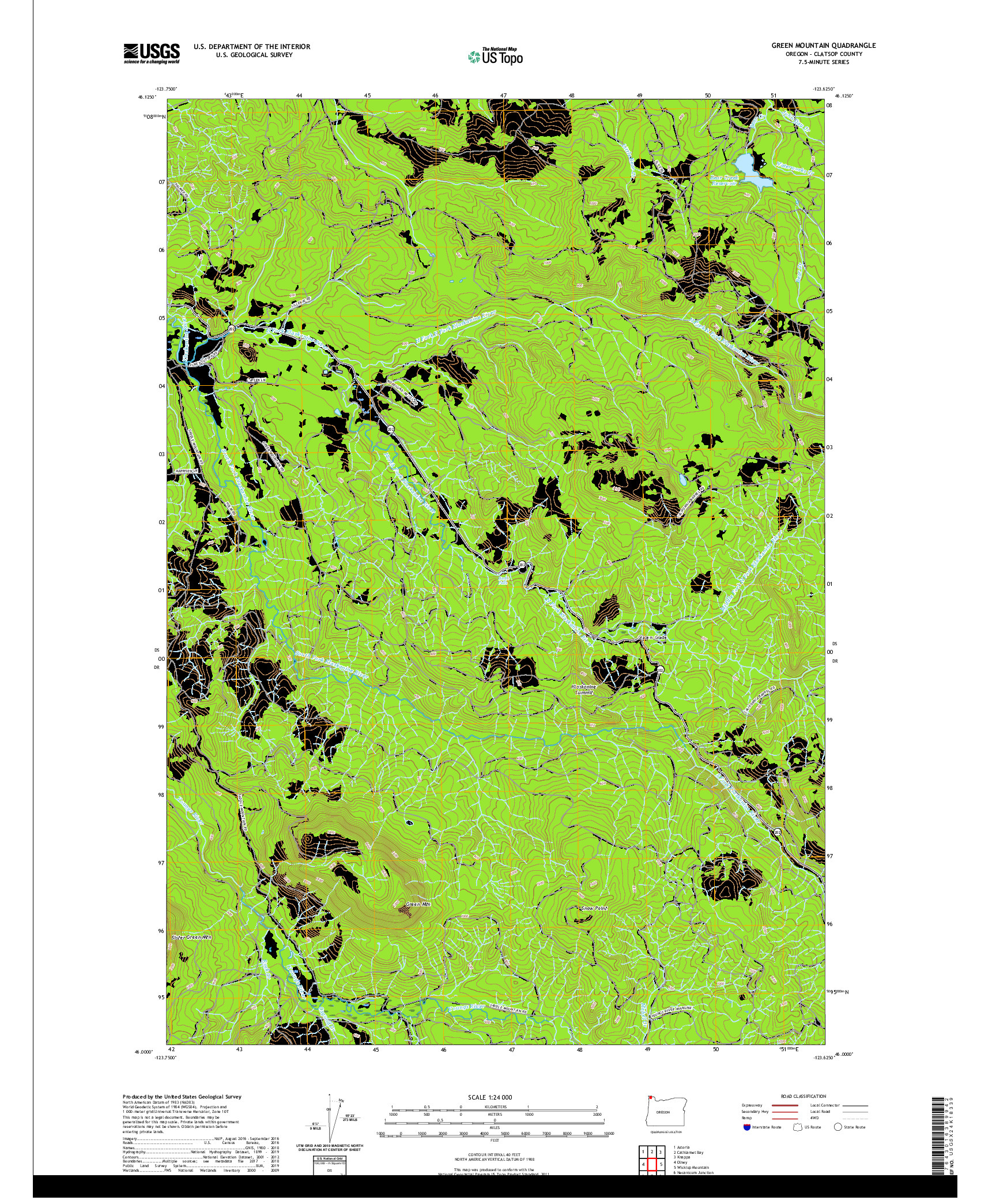 USGS US TOPO 7.5-MINUTE MAP FOR GREEN MOUNTAIN, OR 2020