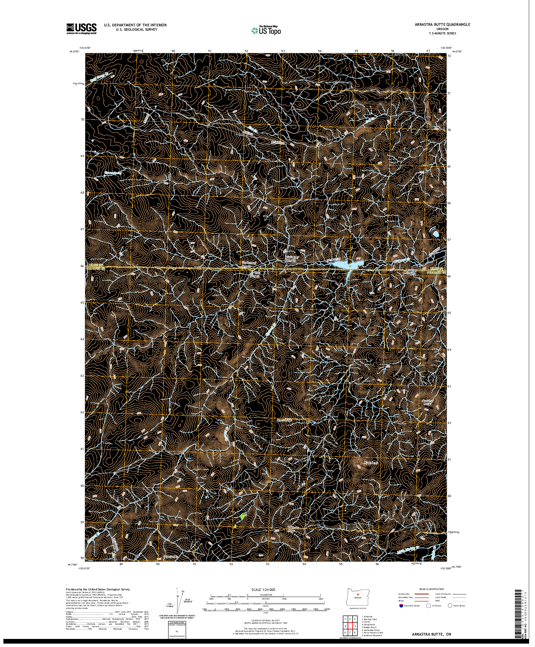 USGS US TOPO 7.5-MINUTE MAP FOR ARRASTRA BUTTE, OR 2020