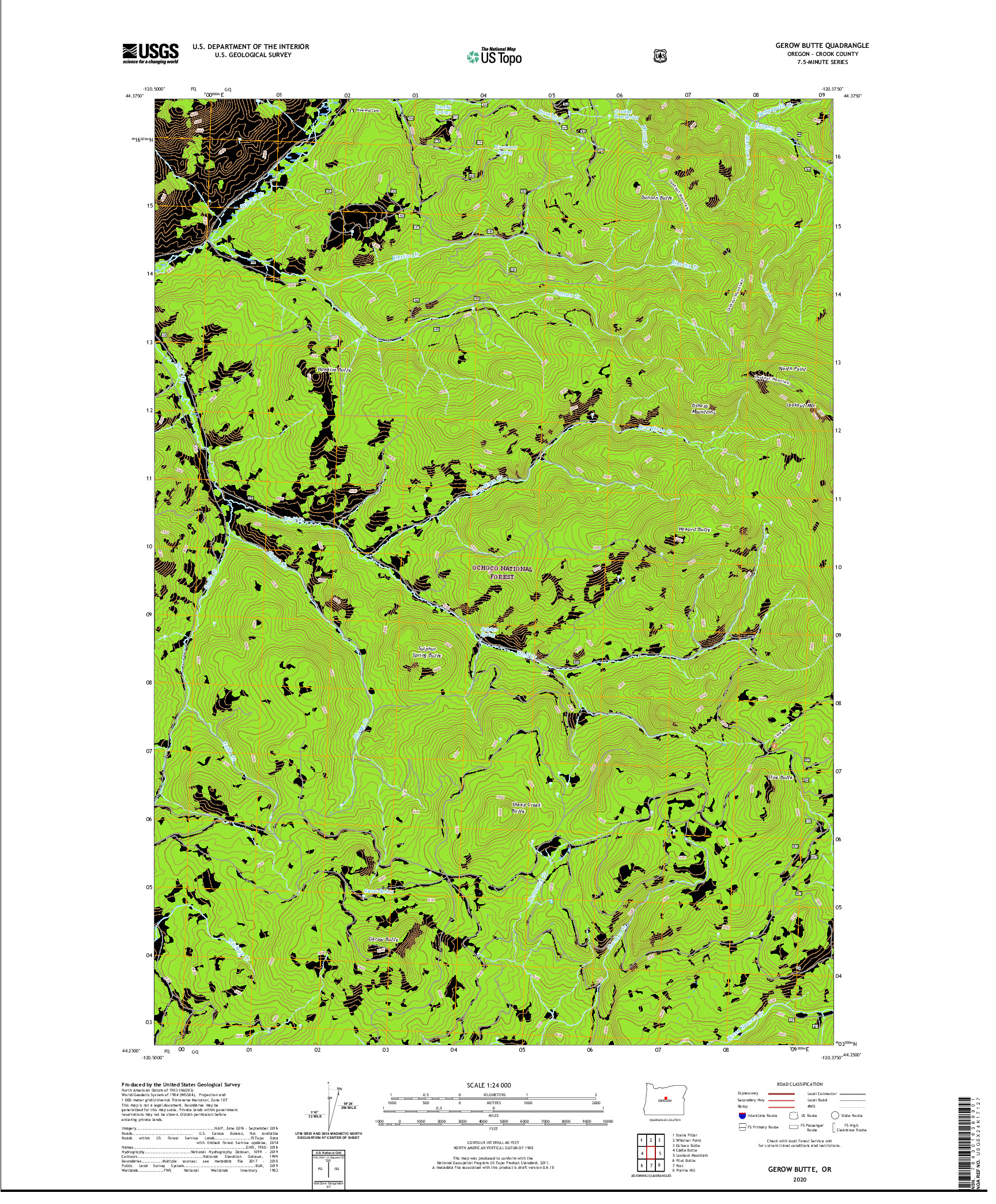 USGS US TOPO 7.5-MINUTE MAP FOR GEROW BUTTE, OR 2020