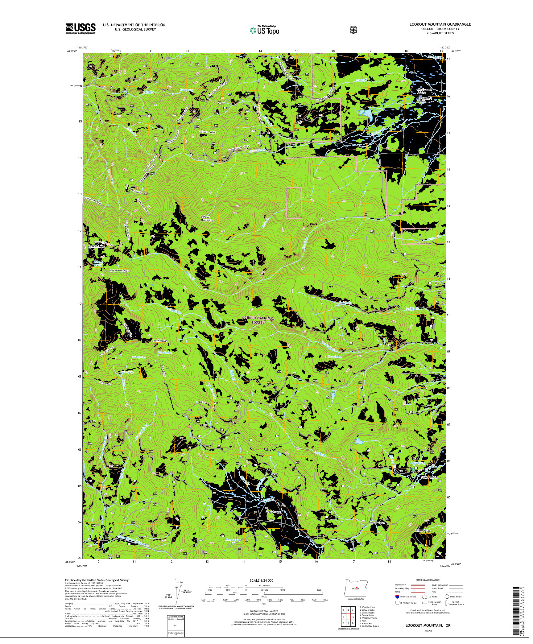 USGS US TOPO 7.5-MINUTE MAP FOR LOOKOUT MOUNTAIN, OR 2020