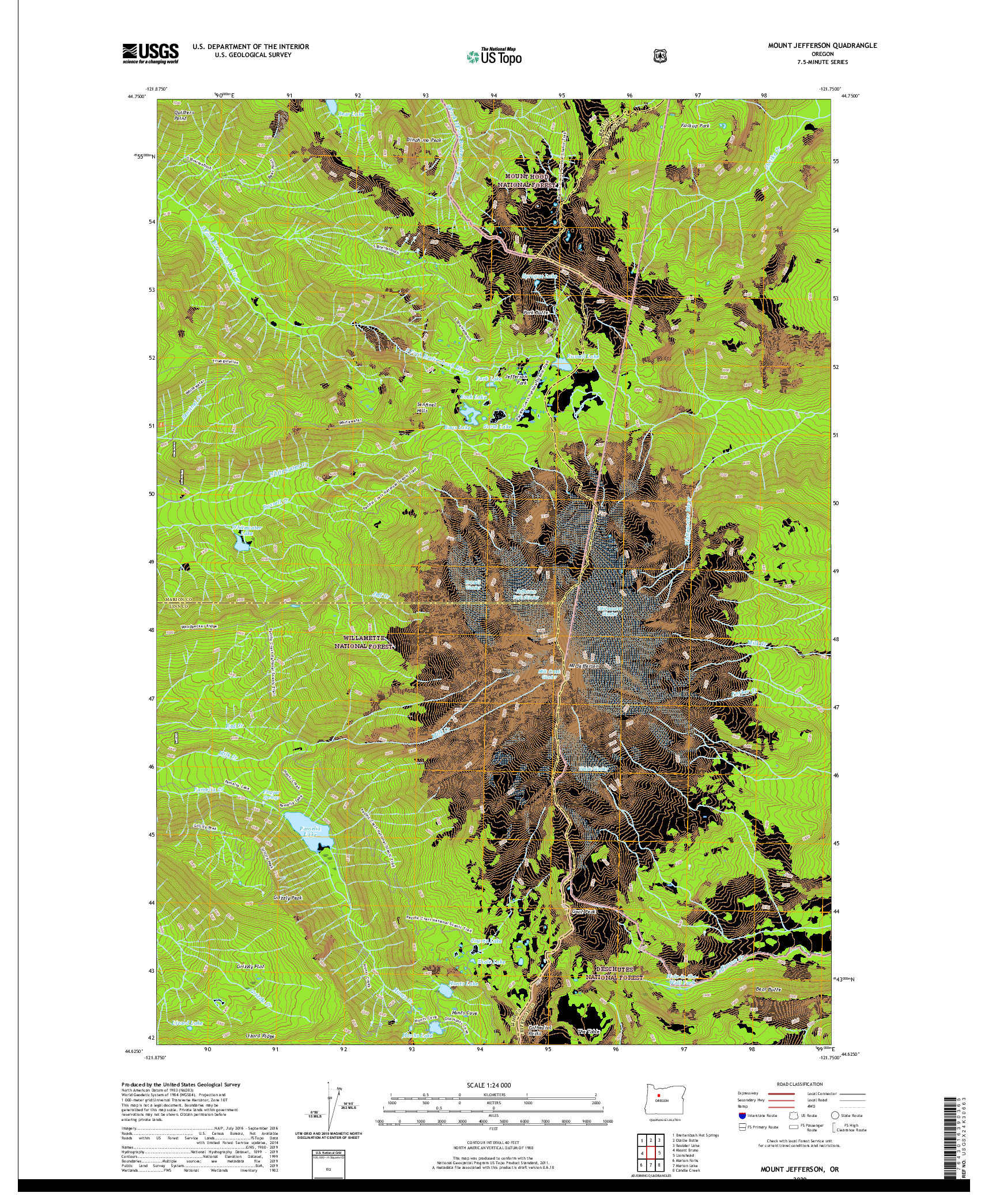 USGS US TOPO 7.5-MINUTE MAP FOR MOUNT JEFFERSON, OR 2020