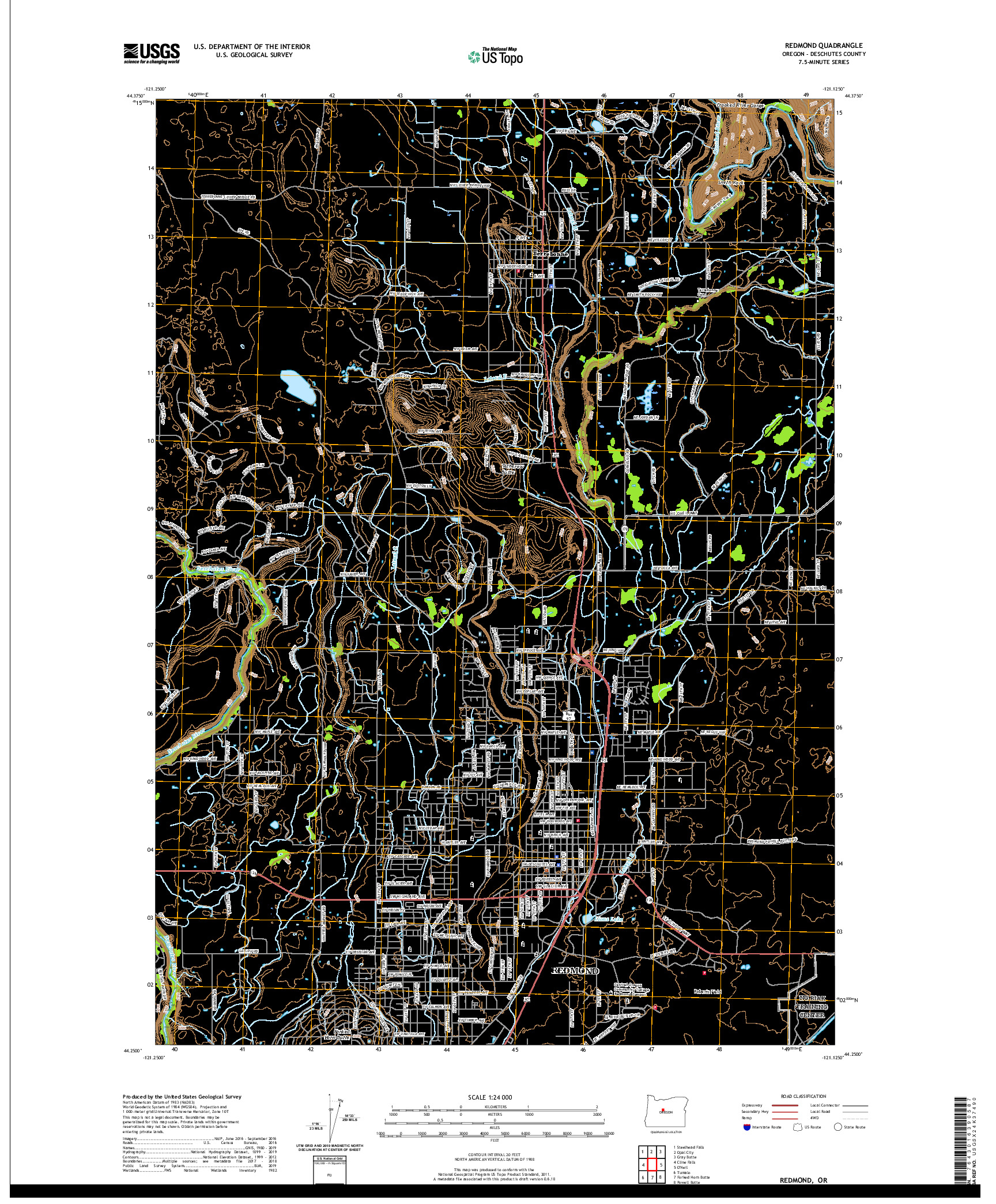 USGS US TOPO 7.5-MINUTE MAP FOR REDMOND, OR 2020