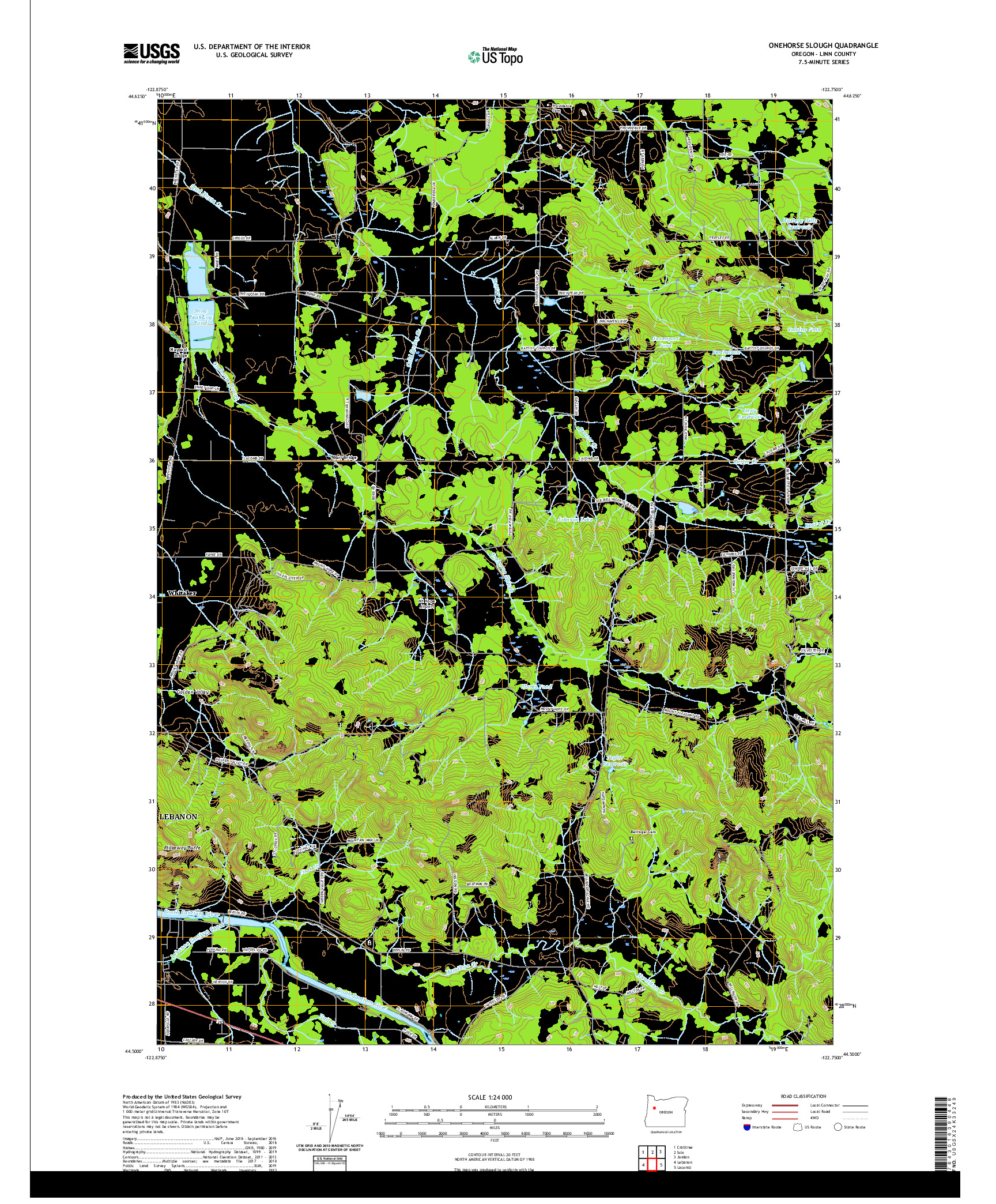 USGS US TOPO 7.5-MINUTE MAP FOR ONEHORSE SLOUGH, OR 2020