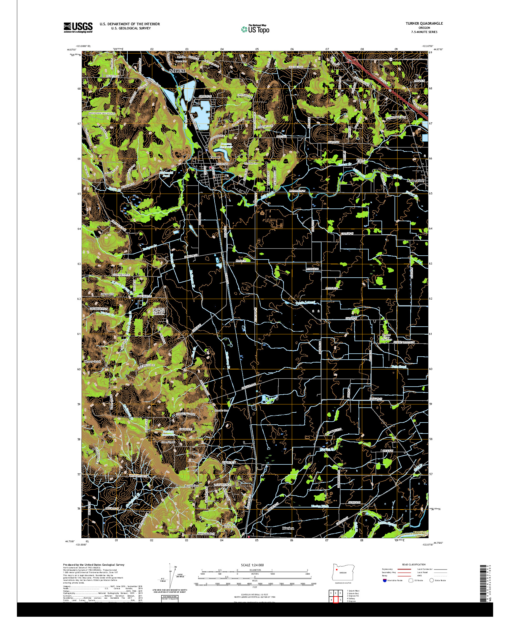 USGS US TOPO 7.5-MINUTE MAP FOR TURNER, OR 2020