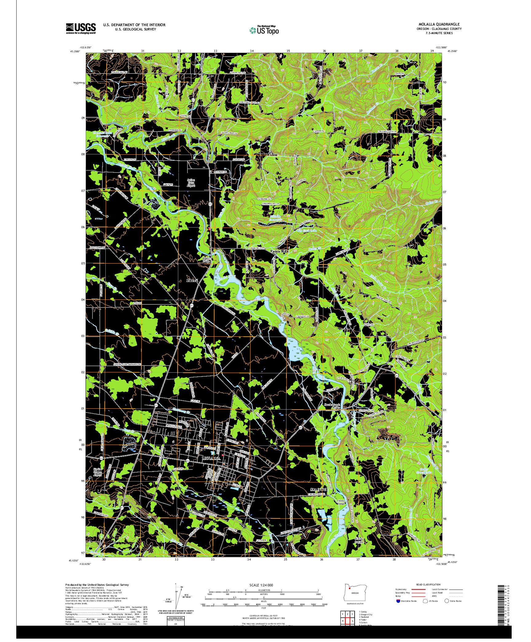 USGS US TOPO 7.5-MINUTE MAP FOR MOLALLA, OR 2020