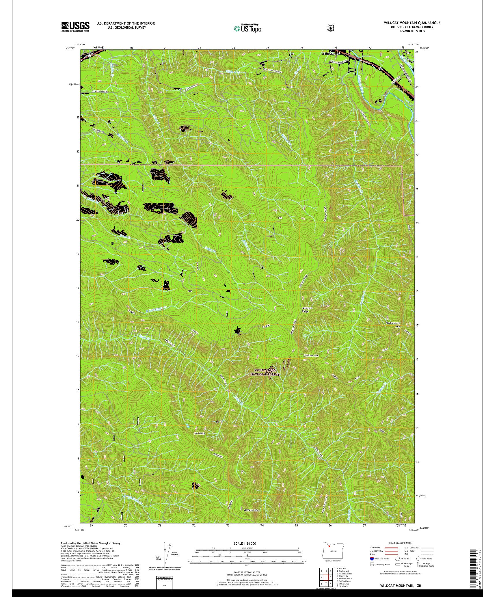 USGS US TOPO 7.5-MINUTE MAP FOR WILDCAT MOUNTAIN, OR 2020