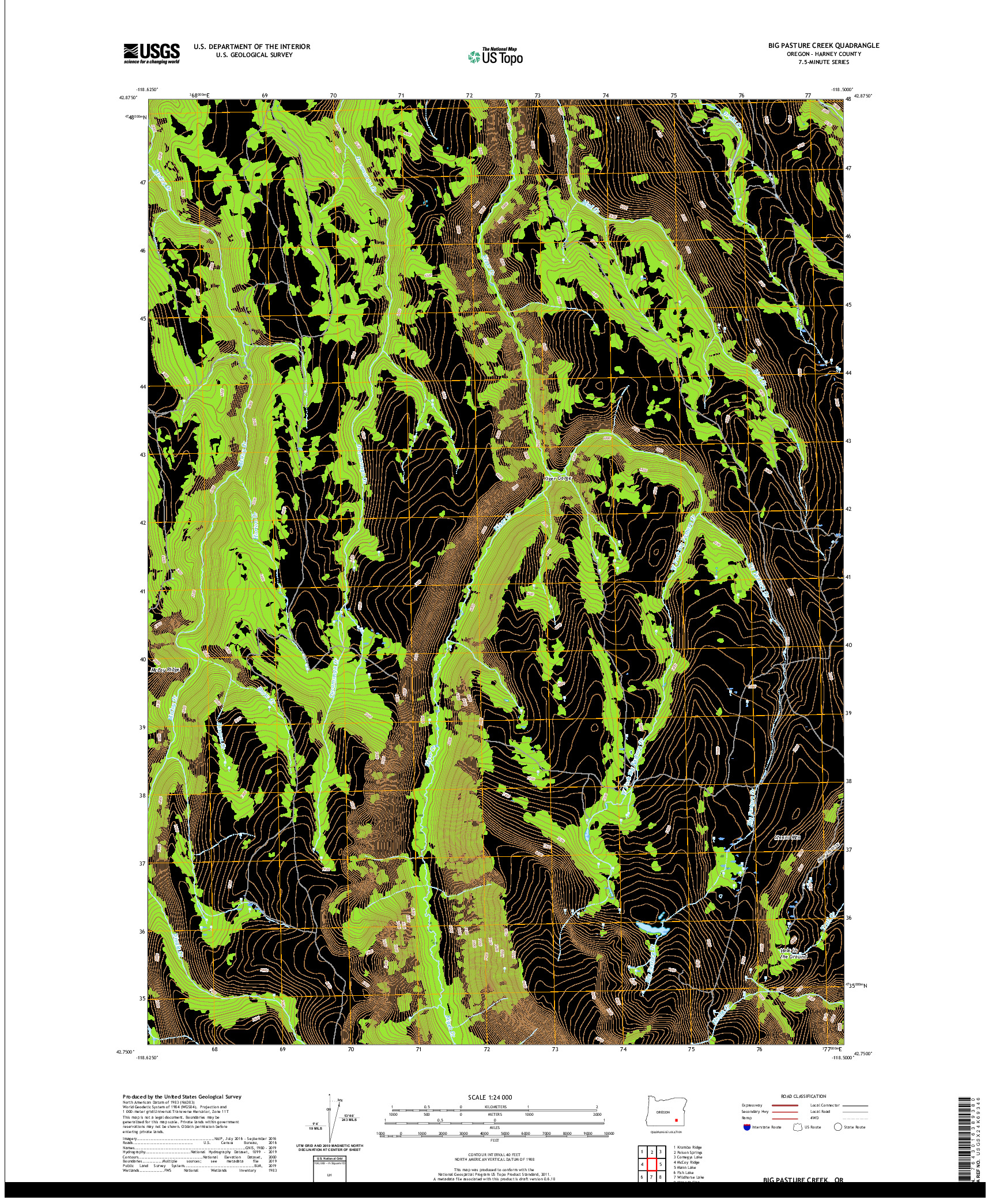 USGS US TOPO 7.5-MINUTE MAP FOR BIG PASTURE CREEK, OR 2020