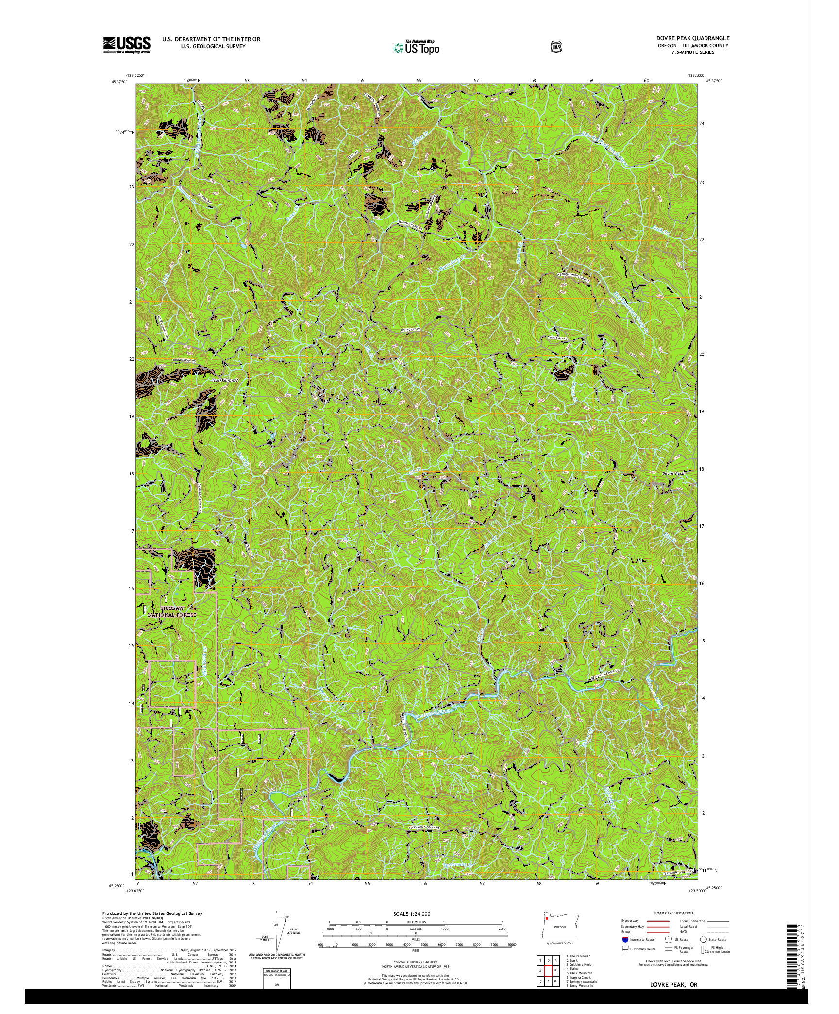 USGS US TOPO 7.5-MINUTE MAP FOR DOVRE PEAK, OR 2020