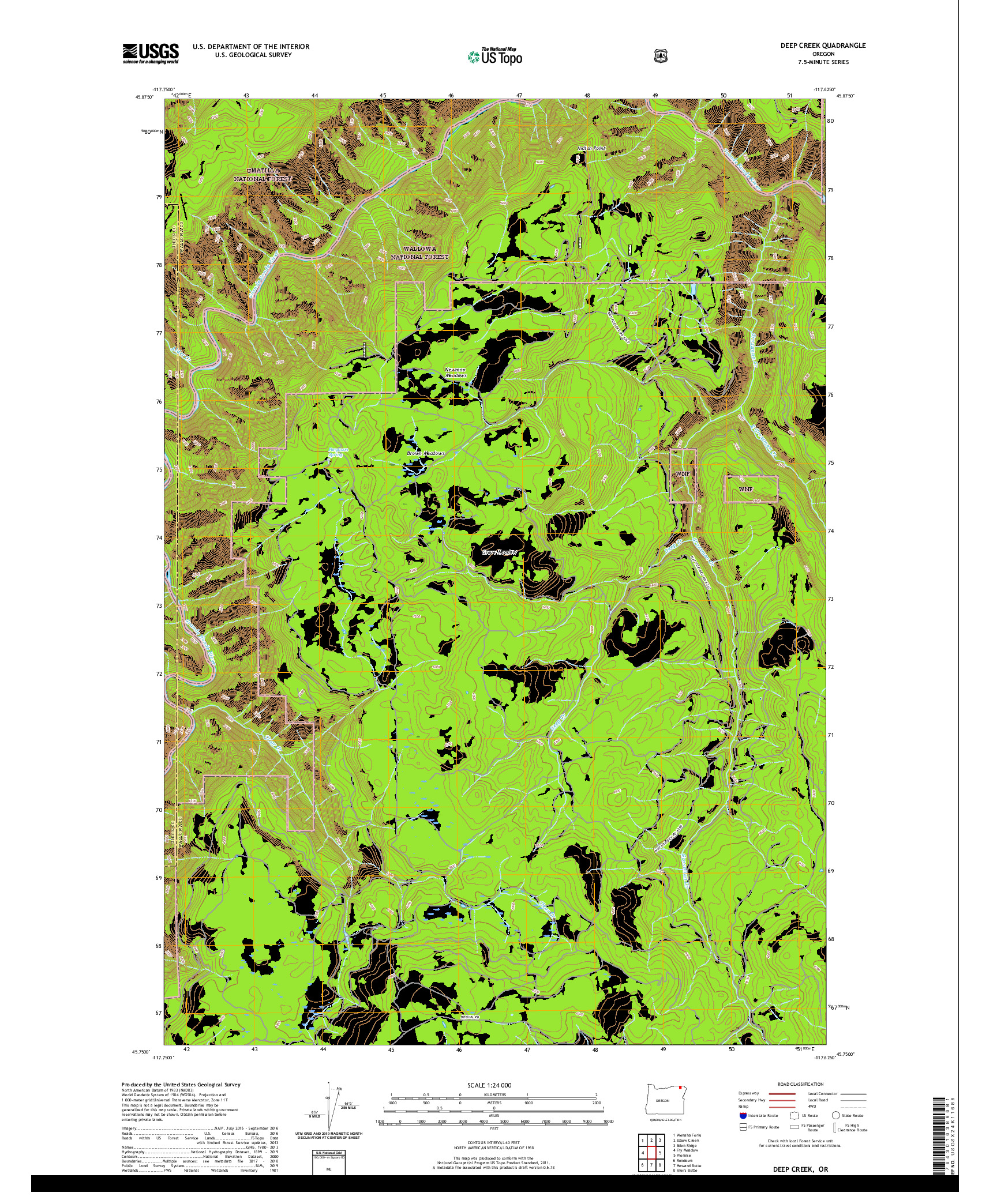 USGS US TOPO 7.5-MINUTE MAP FOR DEEP CREEK, OR 2020