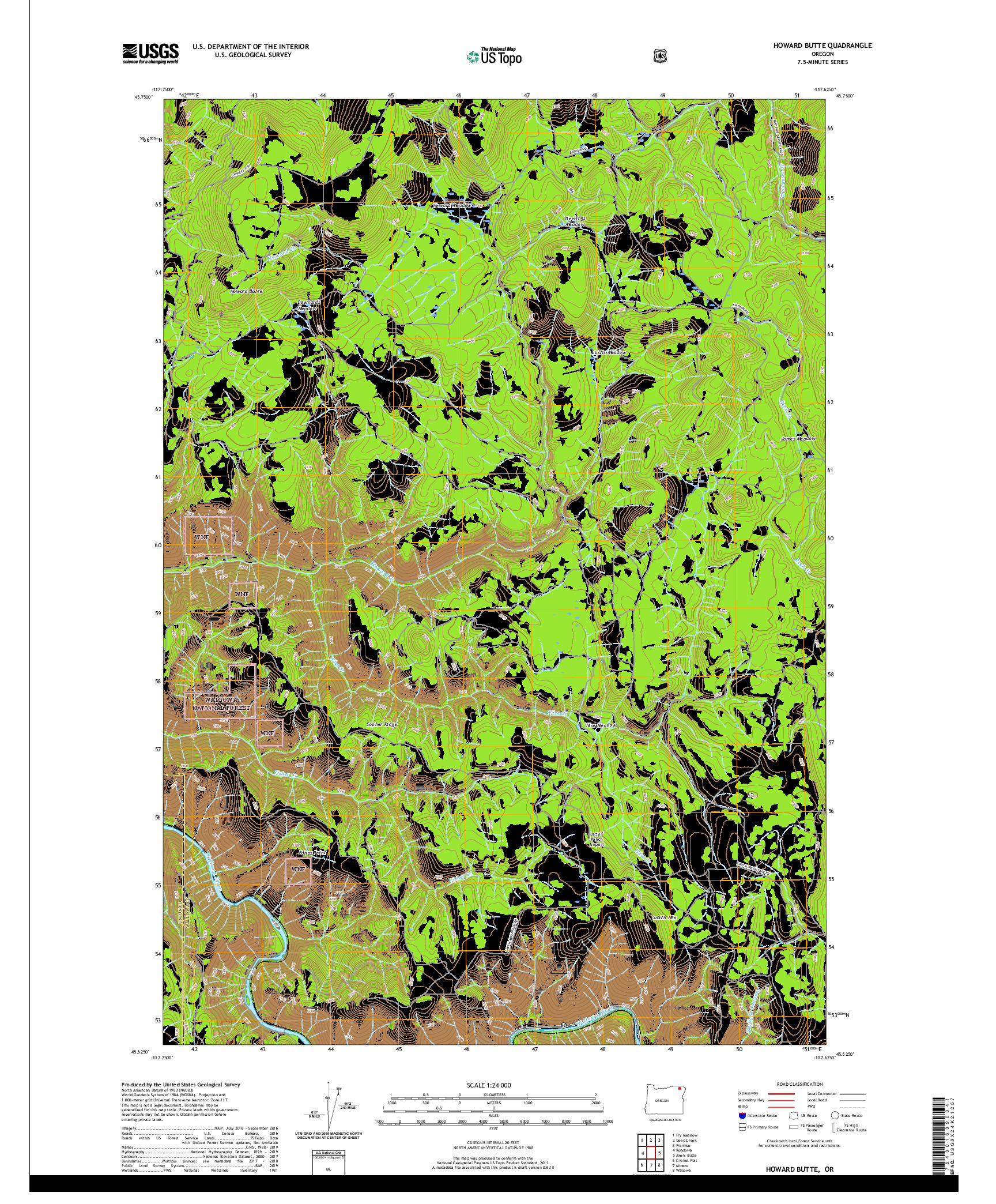 USGS US TOPO 7.5-MINUTE MAP FOR HOWARD BUTTE, OR 2020