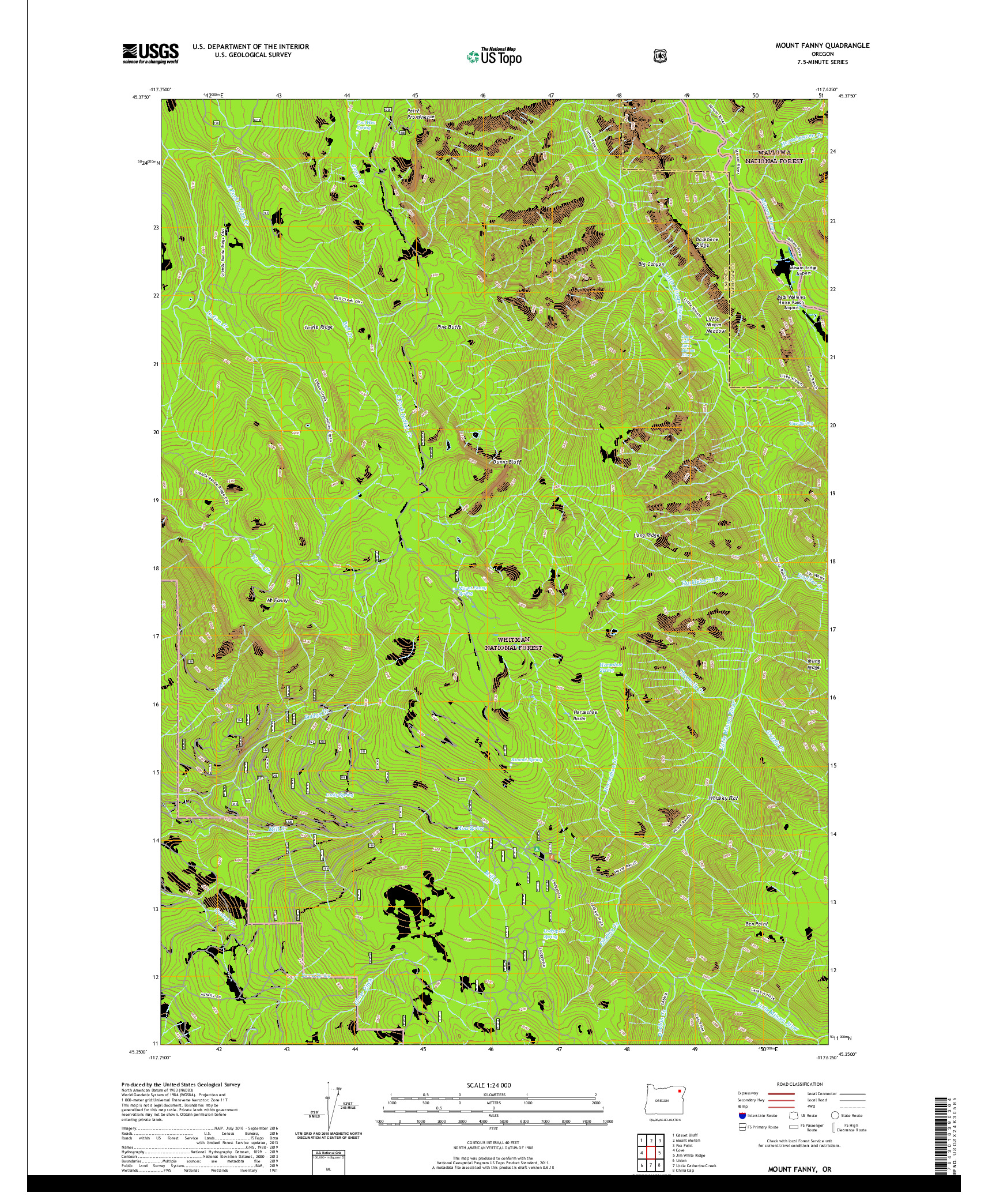 USGS US TOPO 7.5-MINUTE MAP FOR MOUNT FANNY, OR 2020