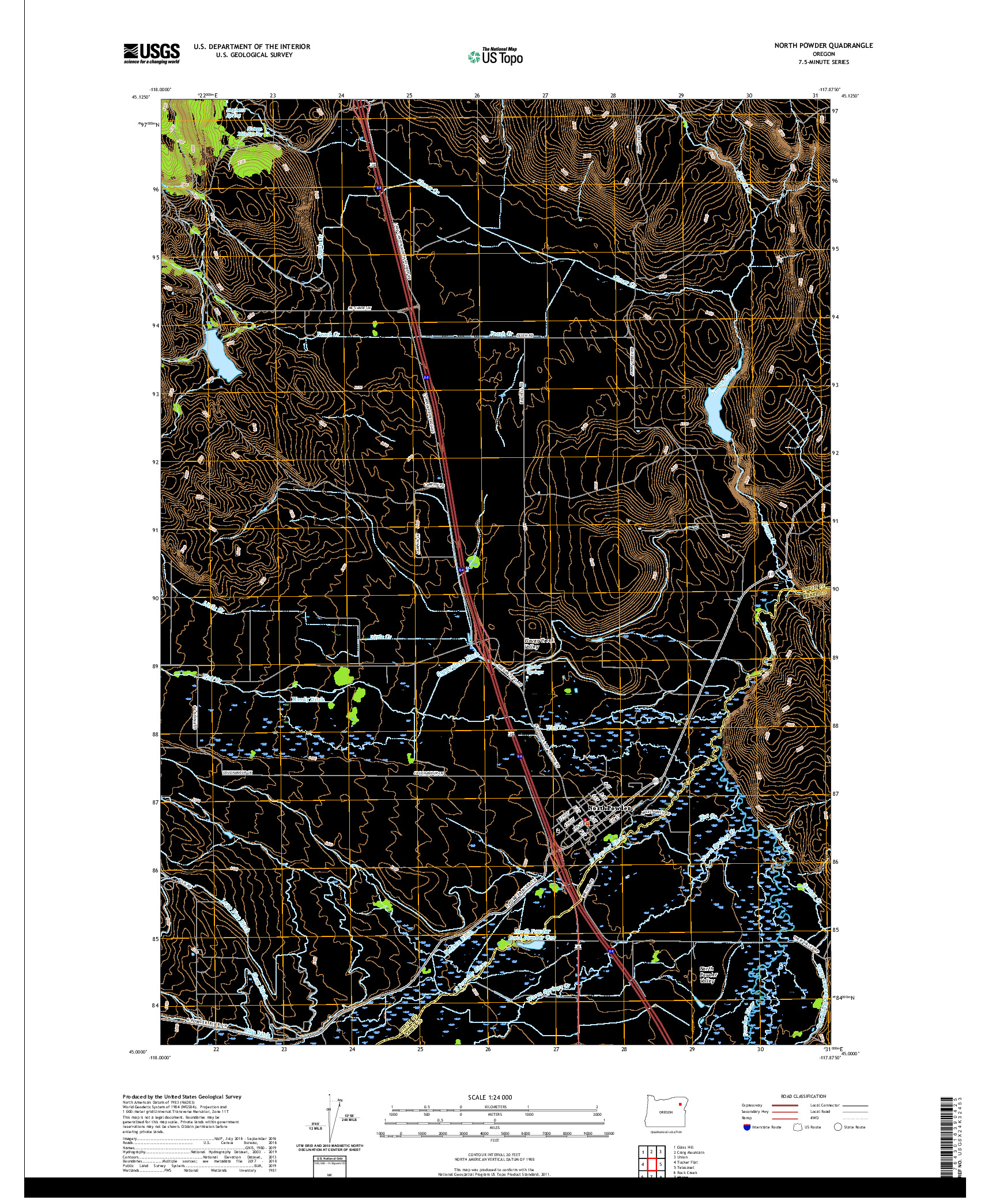 USGS US TOPO 7.5-MINUTE MAP FOR NORTH POWDER, OR 2020