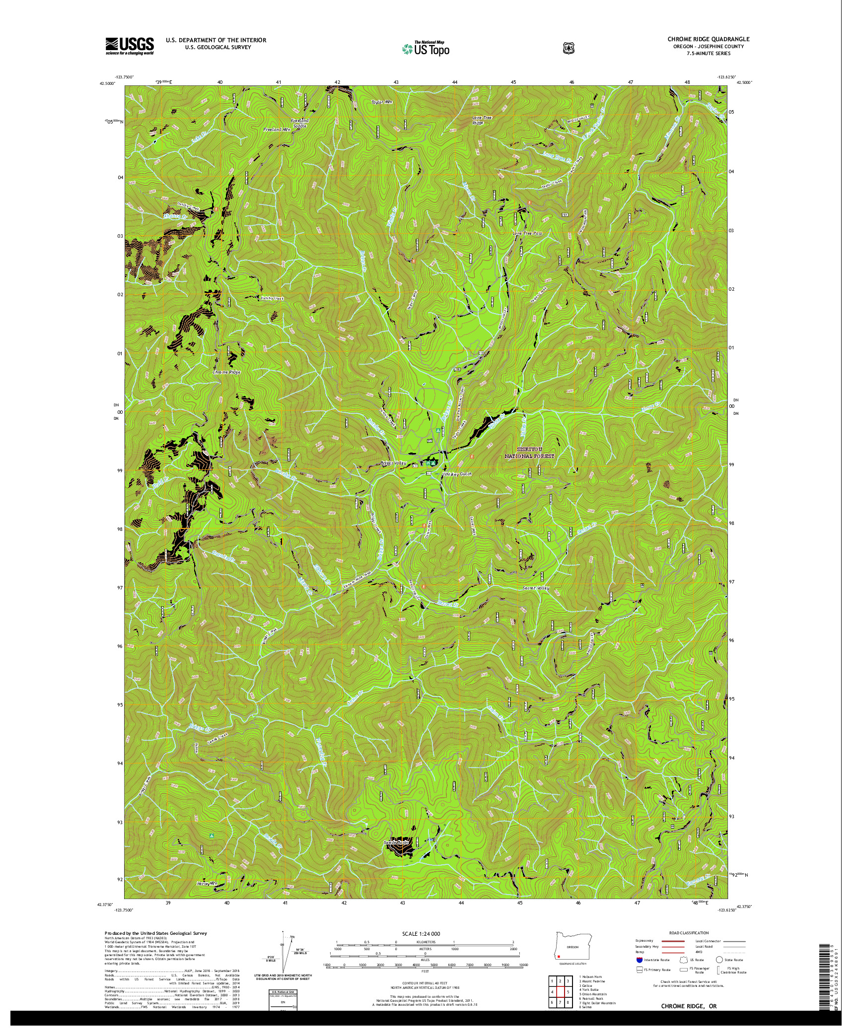 USGS US TOPO 7.5-MINUTE MAP FOR CHROME RIDGE, OR 2020