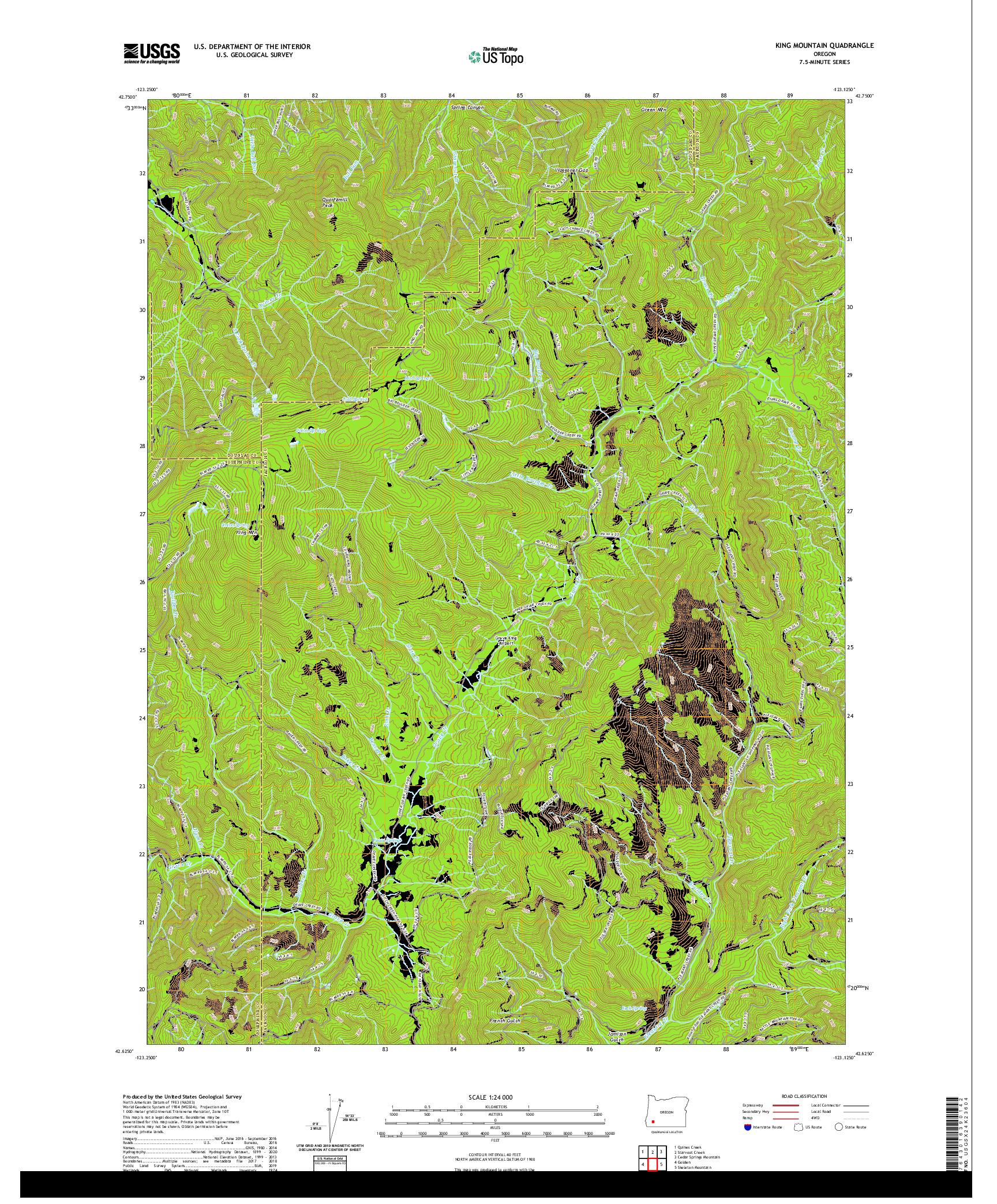 USGS US TOPO 7.5-MINUTE MAP FOR KING MOUNTAIN, OR 2020