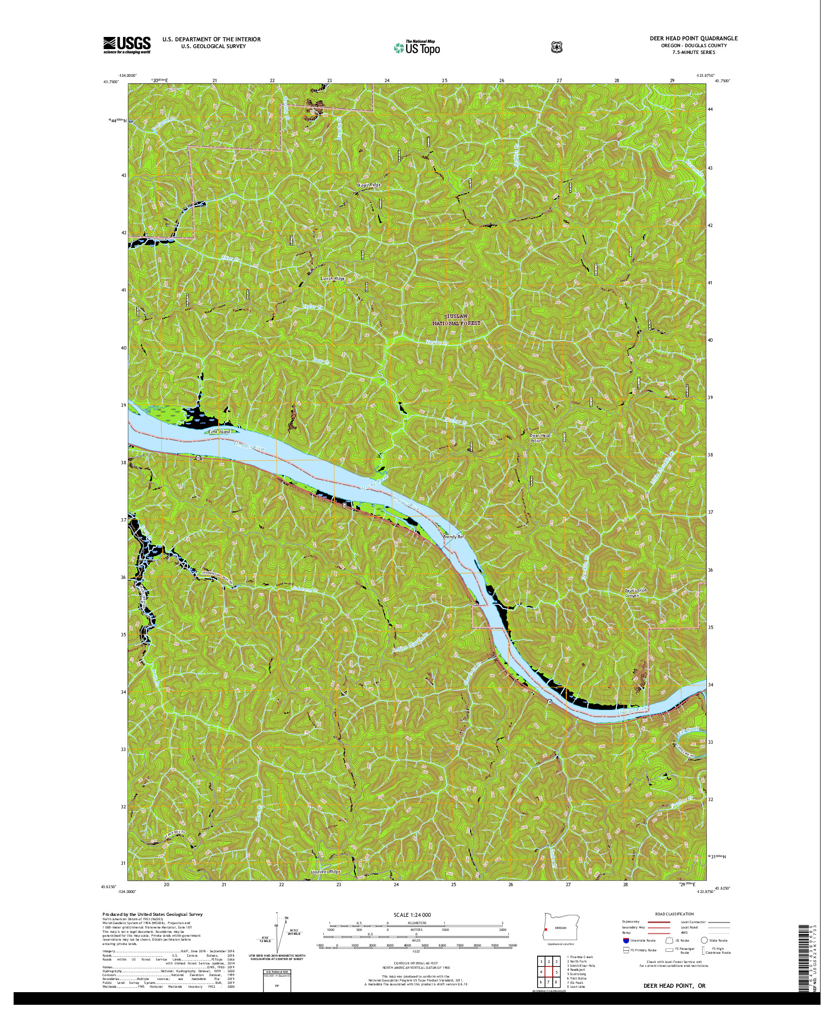 USGS US TOPO 7.5-MINUTE MAP FOR DEER HEAD POINT, OR 2020