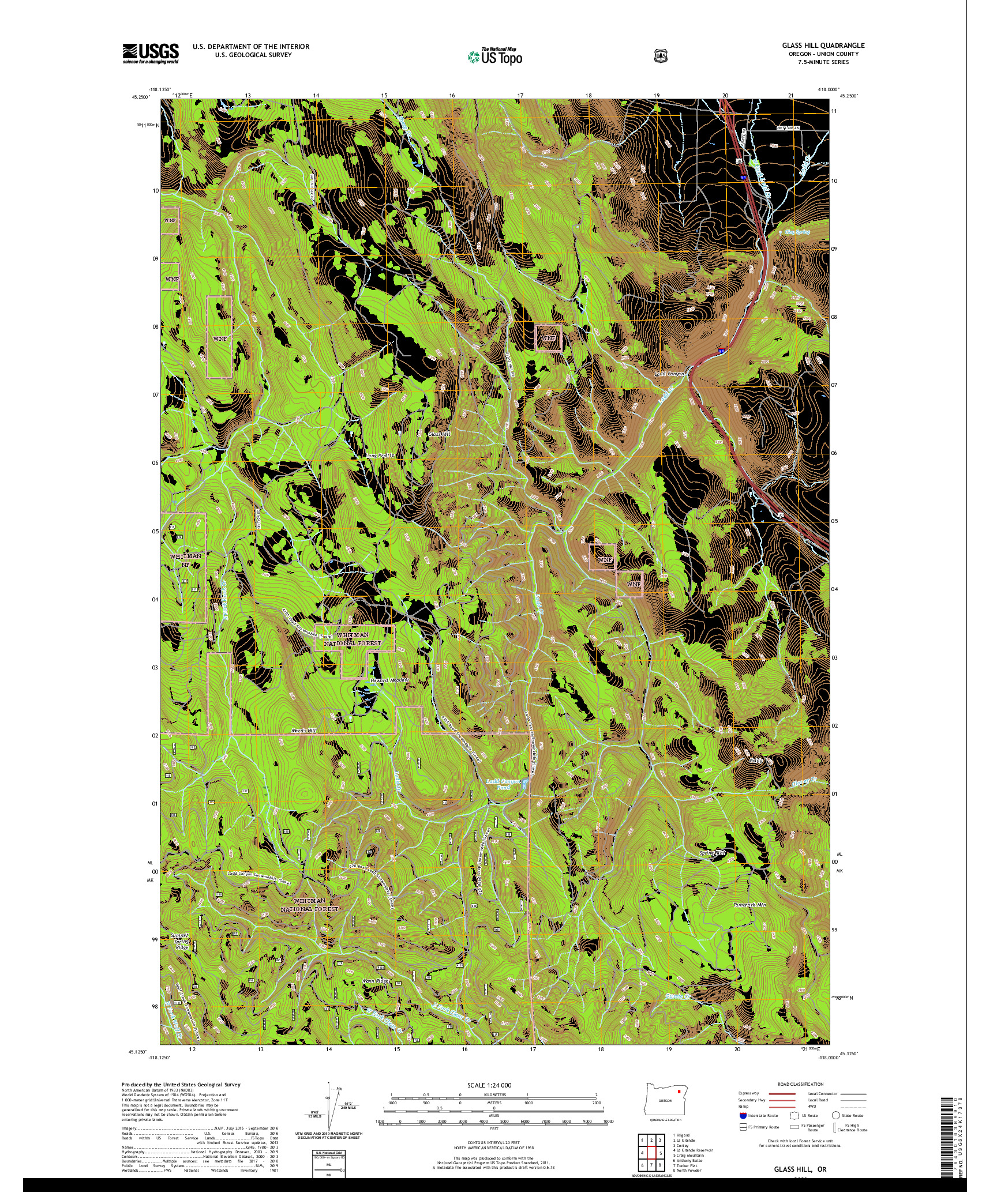 USGS US TOPO 7.5-MINUTE MAP FOR GLASS HILL, OR 2020