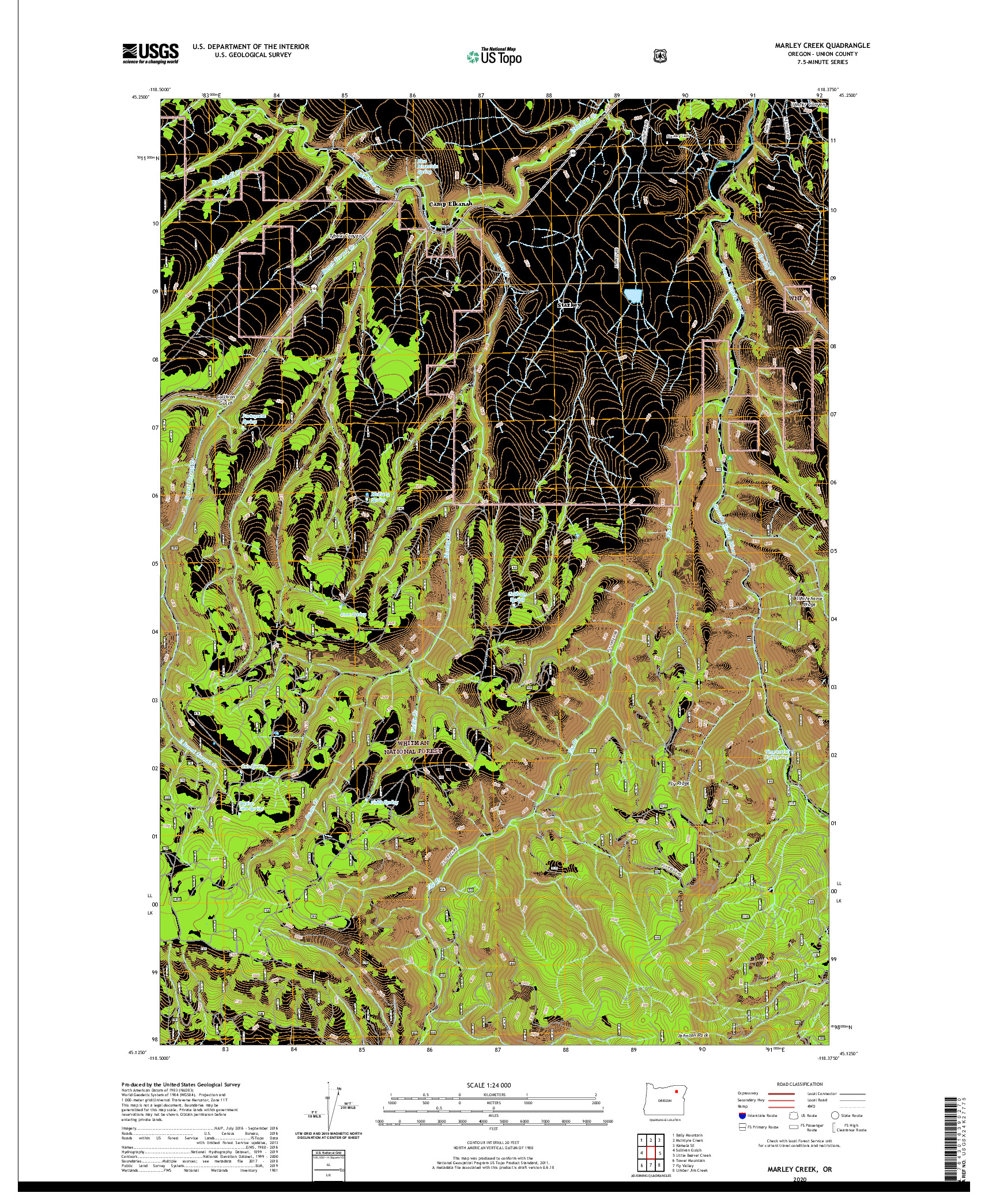 USGS US TOPO 7.5-MINUTE MAP FOR MARLEY CREEK, OR 2020