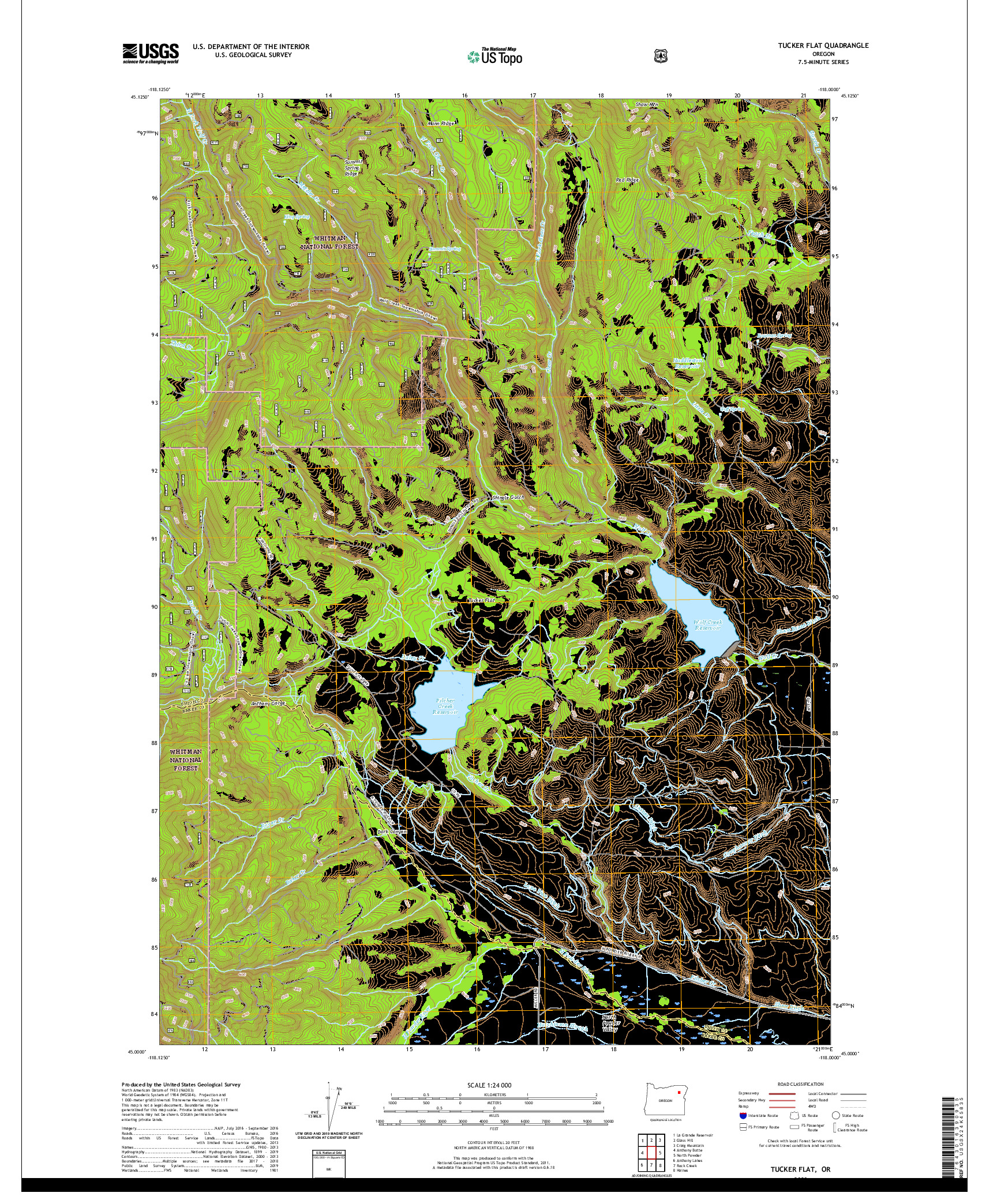 USGS US TOPO 7.5-MINUTE MAP FOR TUCKER FLAT, OR 2020