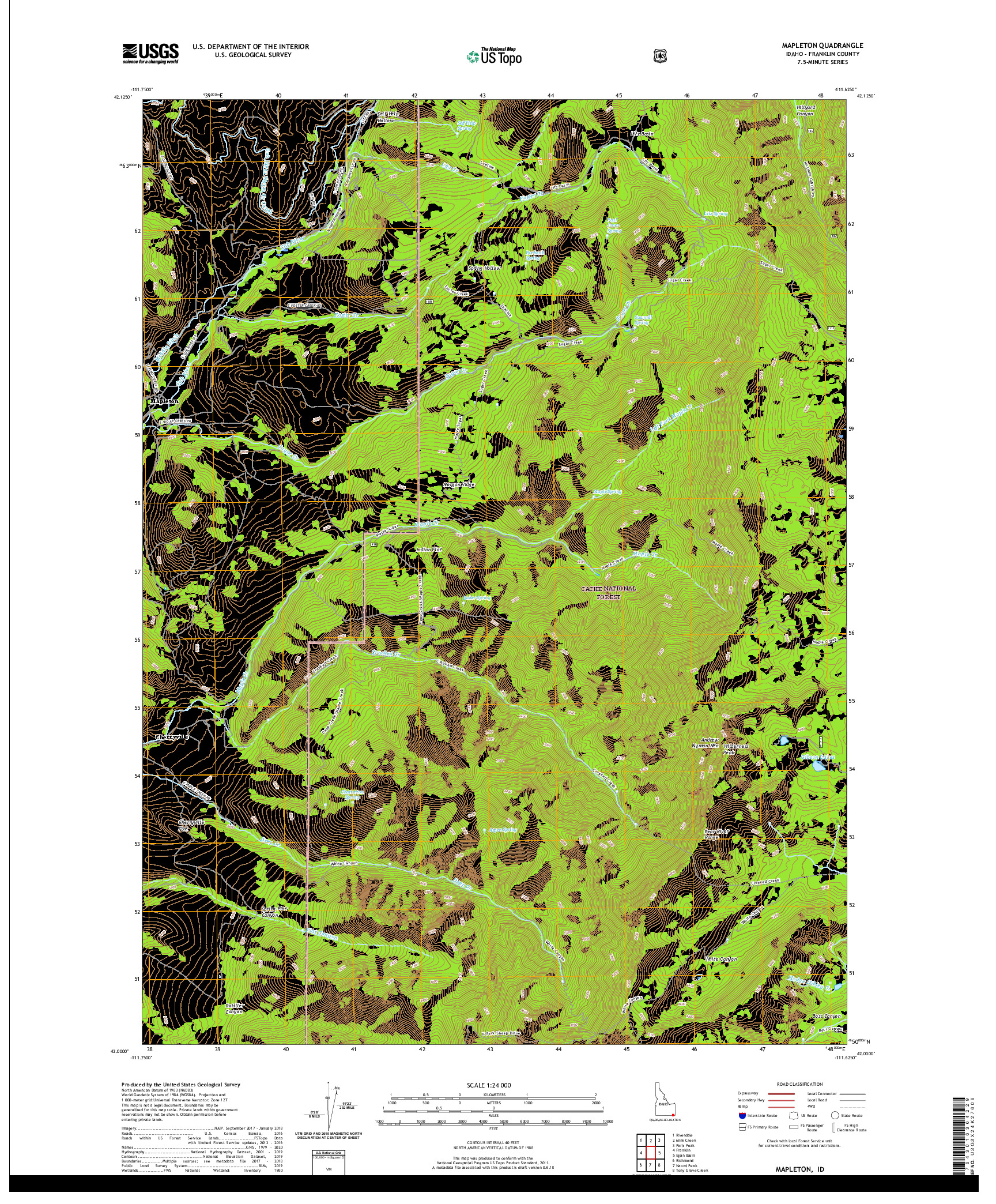 USGS US TOPO 7.5-MINUTE MAP FOR MAPLETON, ID 2020