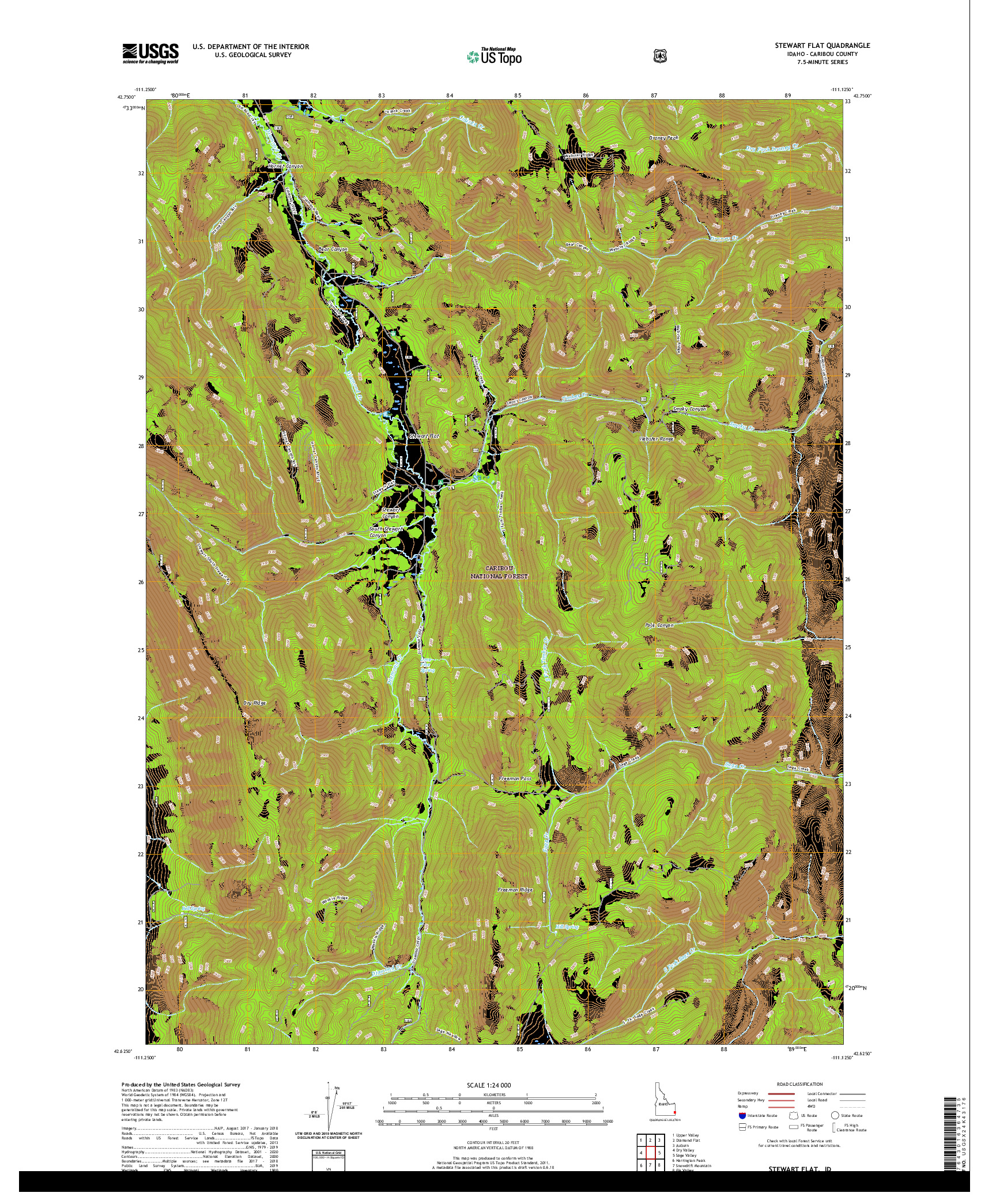 USGS US TOPO 7.5-MINUTE MAP FOR STEWART FLAT, ID 2020