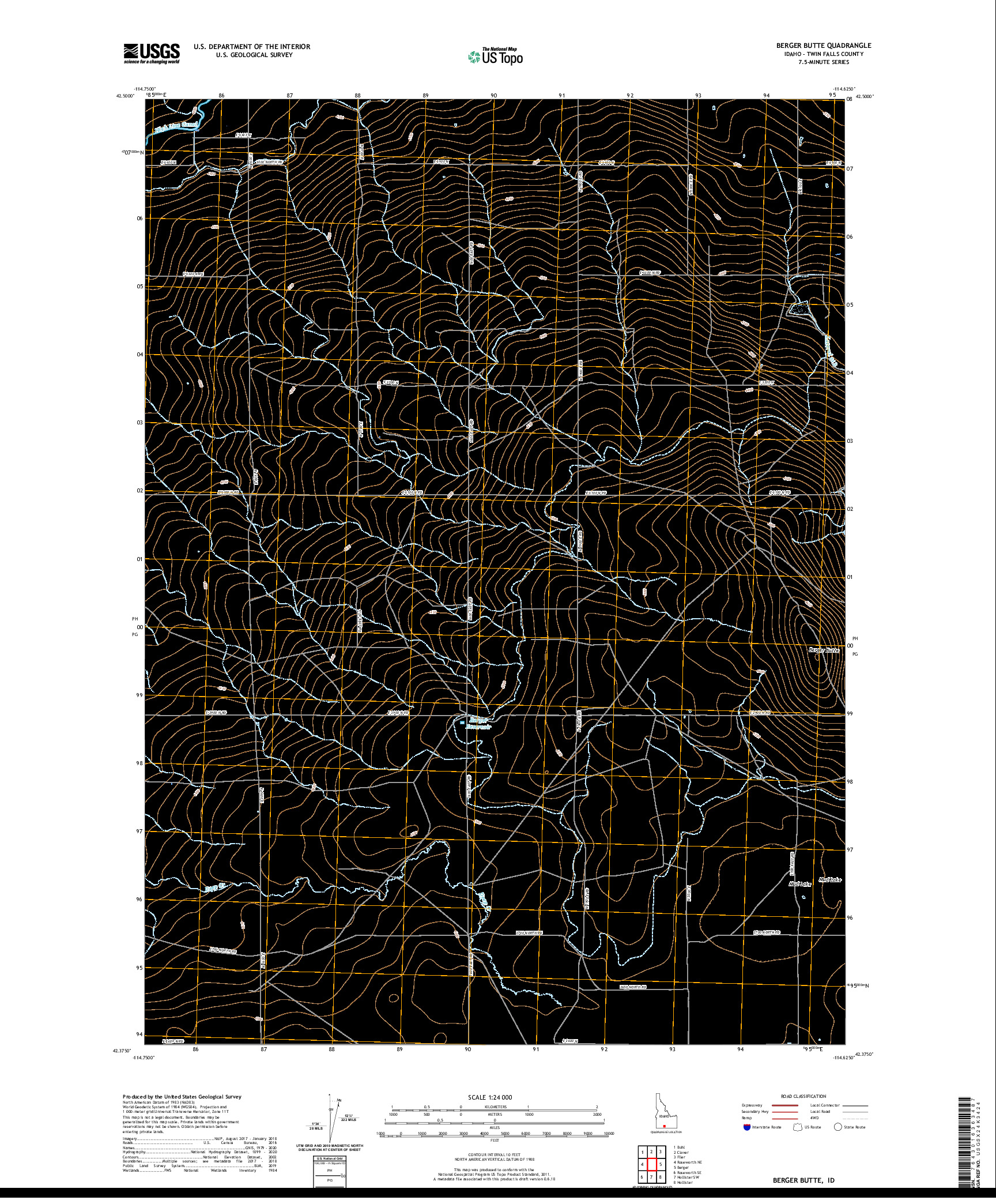 USGS US TOPO 7.5-MINUTE MAP FOR BERGER BUTTE, ID 2020