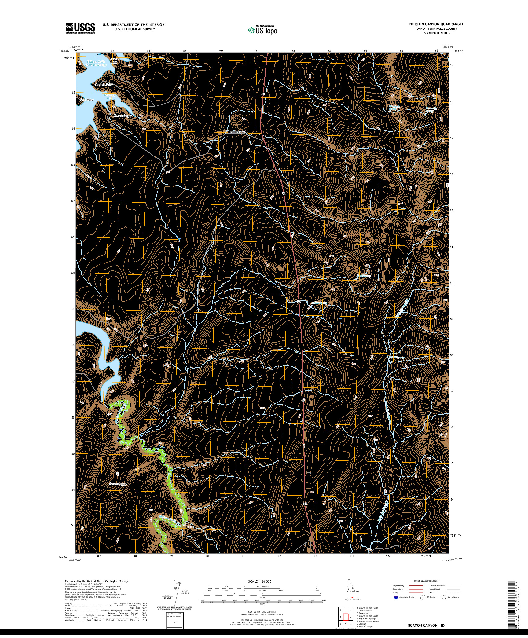 USGS US TOPO 7.5-MINUTE MAP FOR NORTON CANYON, ID 2020