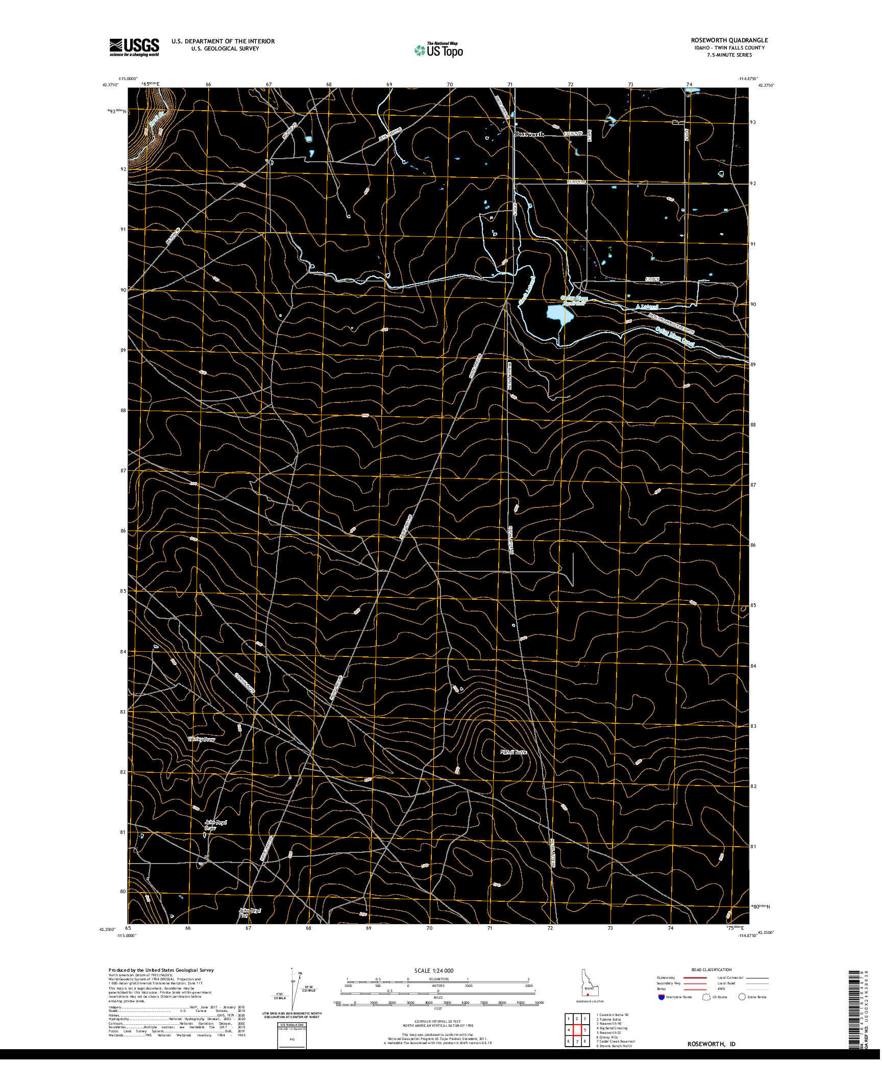 USGS US TOPO 7.5-MINUTE MAP FOR ROSEWORTH, ID 2020