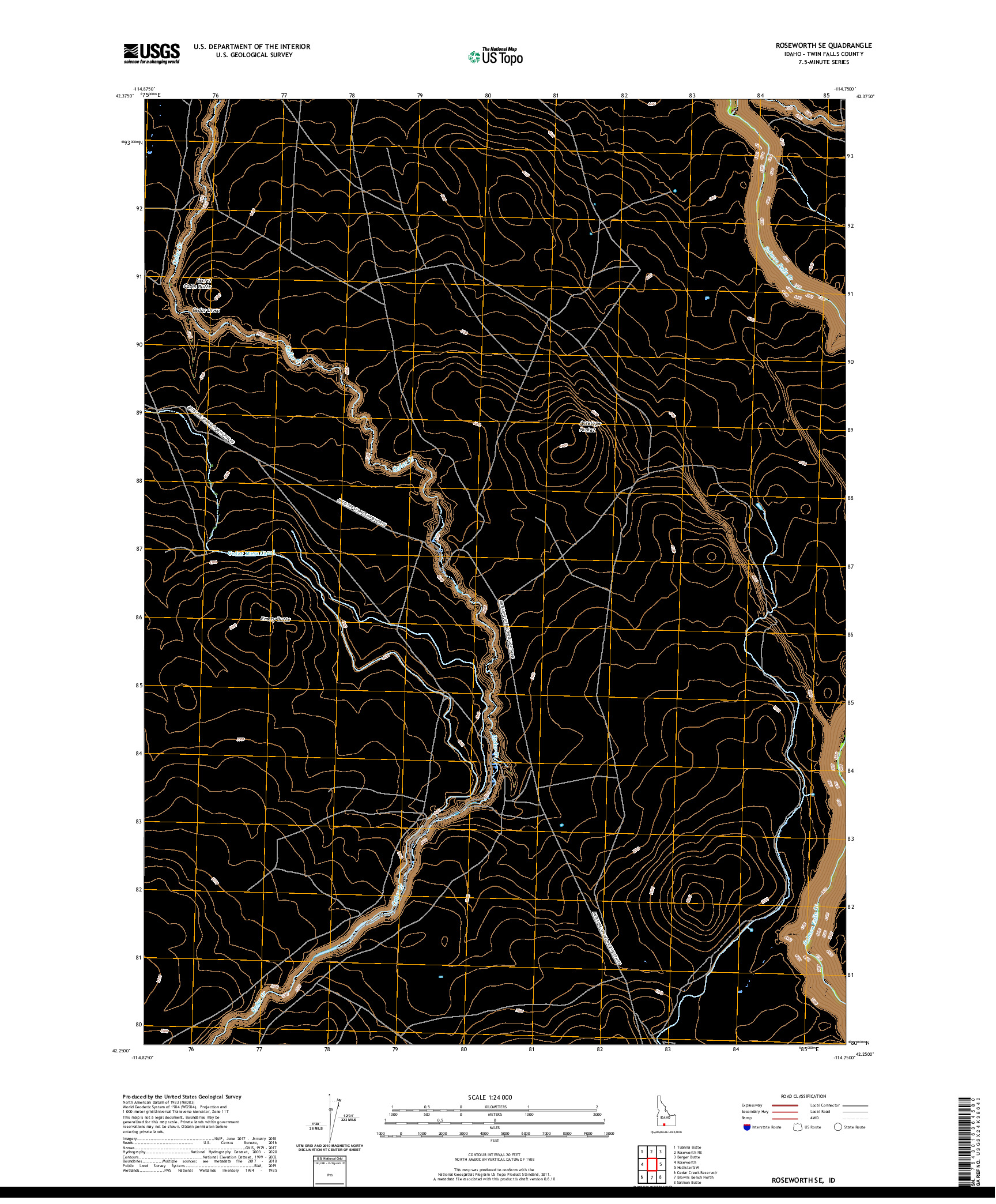 USGS US TOPO 7.5-MINUTE MAP FOR ROSEWORTH SE, ID 2020