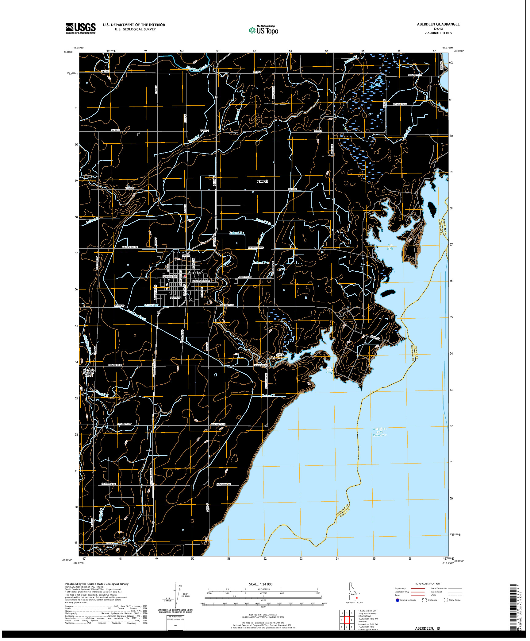 USGS US TOPO 7.5-MINUTE MAP FOR ABERDEEN, ID 2020