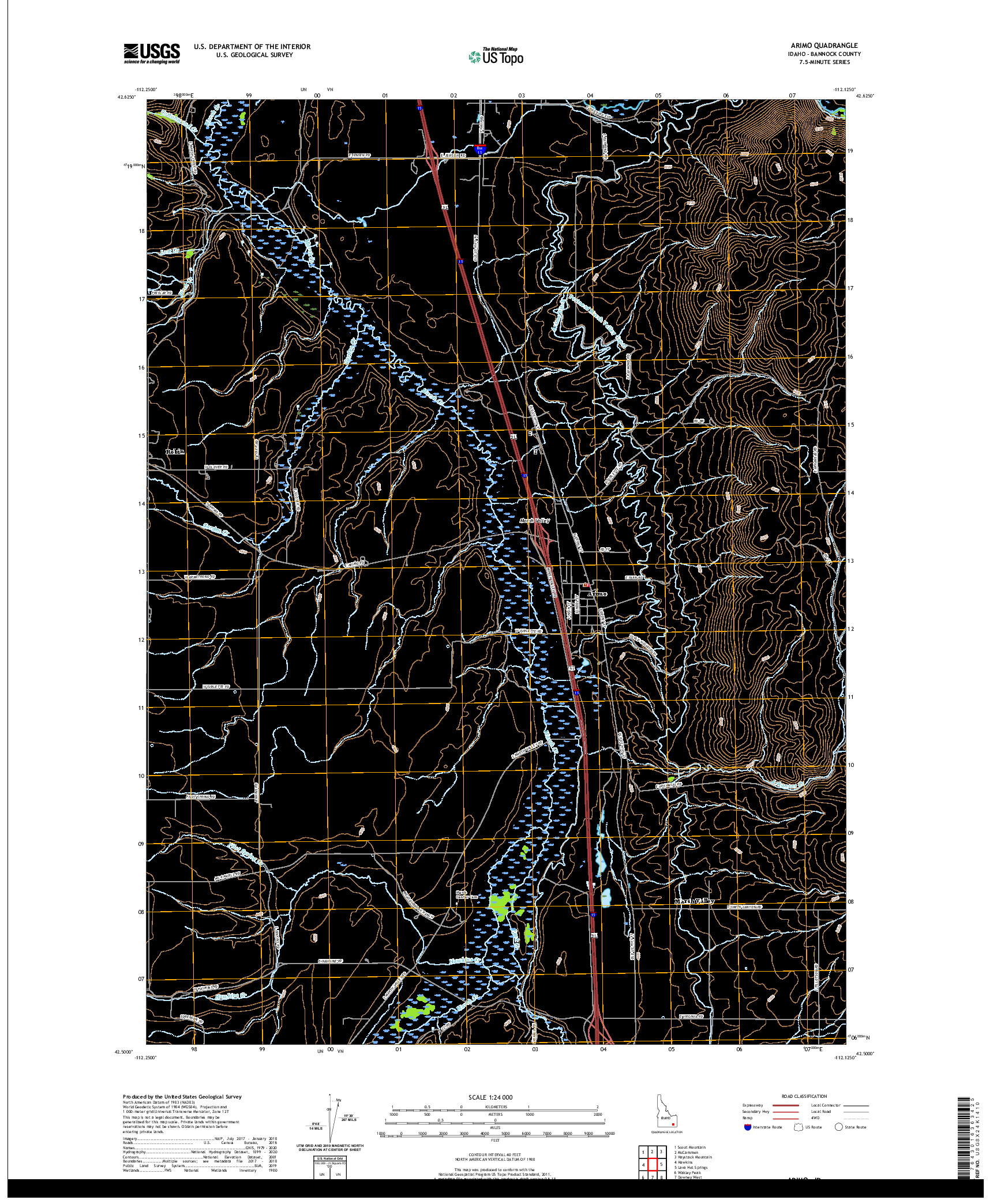 USGS US TOPO 7.5-MINUTE MAP FOR ARIMO, ID 2020