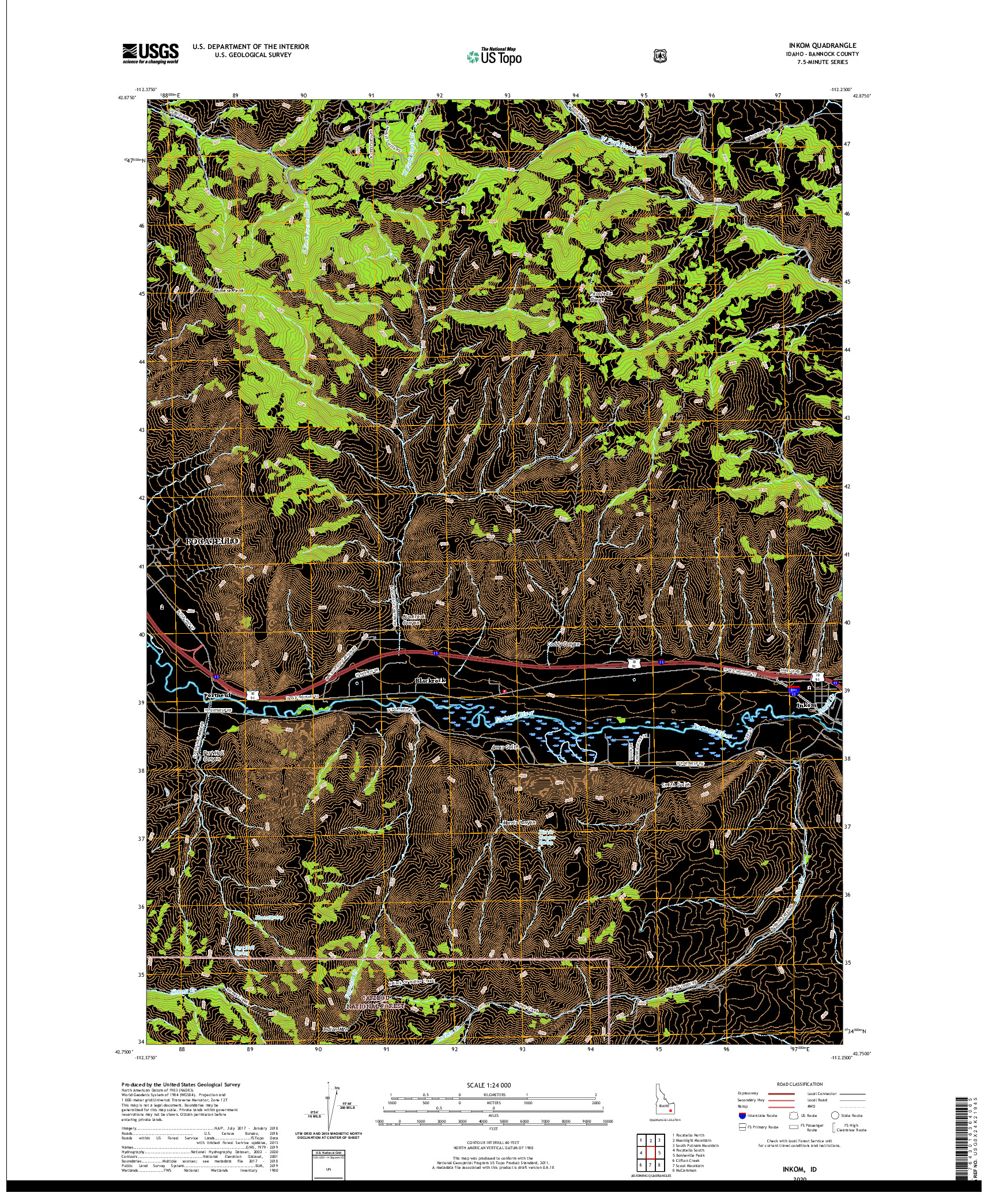 USGS US TOPO 7.5-MINUTE MAP FOR INKOM, ID 2020