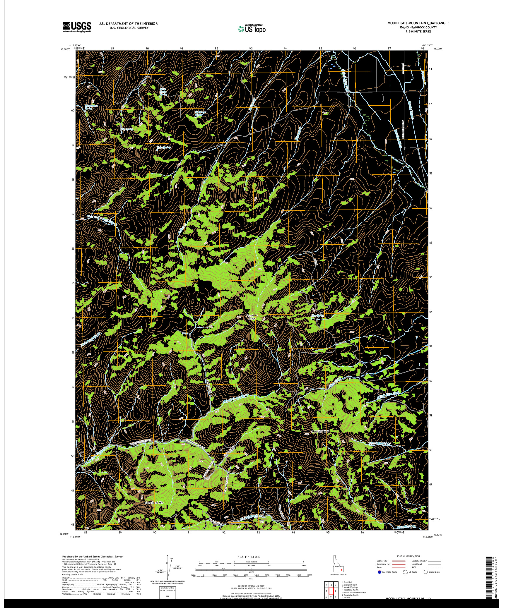 USGS US TOPO 7.5-MINUTE MAP FOR MOONLIGHT MOUNTAIN, ID 2020