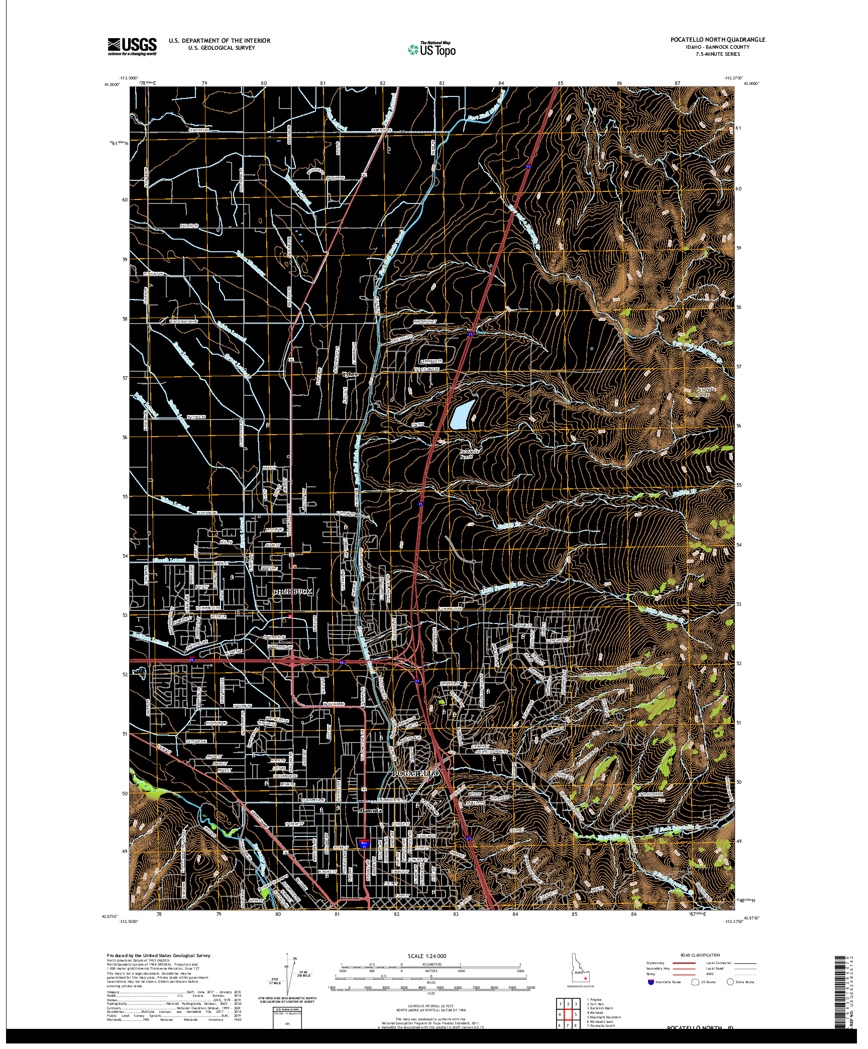 USGS US TOPO 7.5-MINUTE MAP FOR POCATELLO NORTH, ID 2020