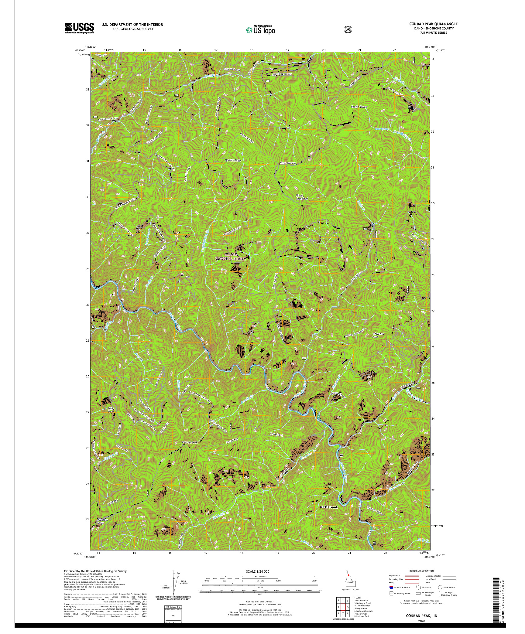 USGS US TOPO 7.5-MINUTE MAP FOR CONRAD PEAK, ID 2020