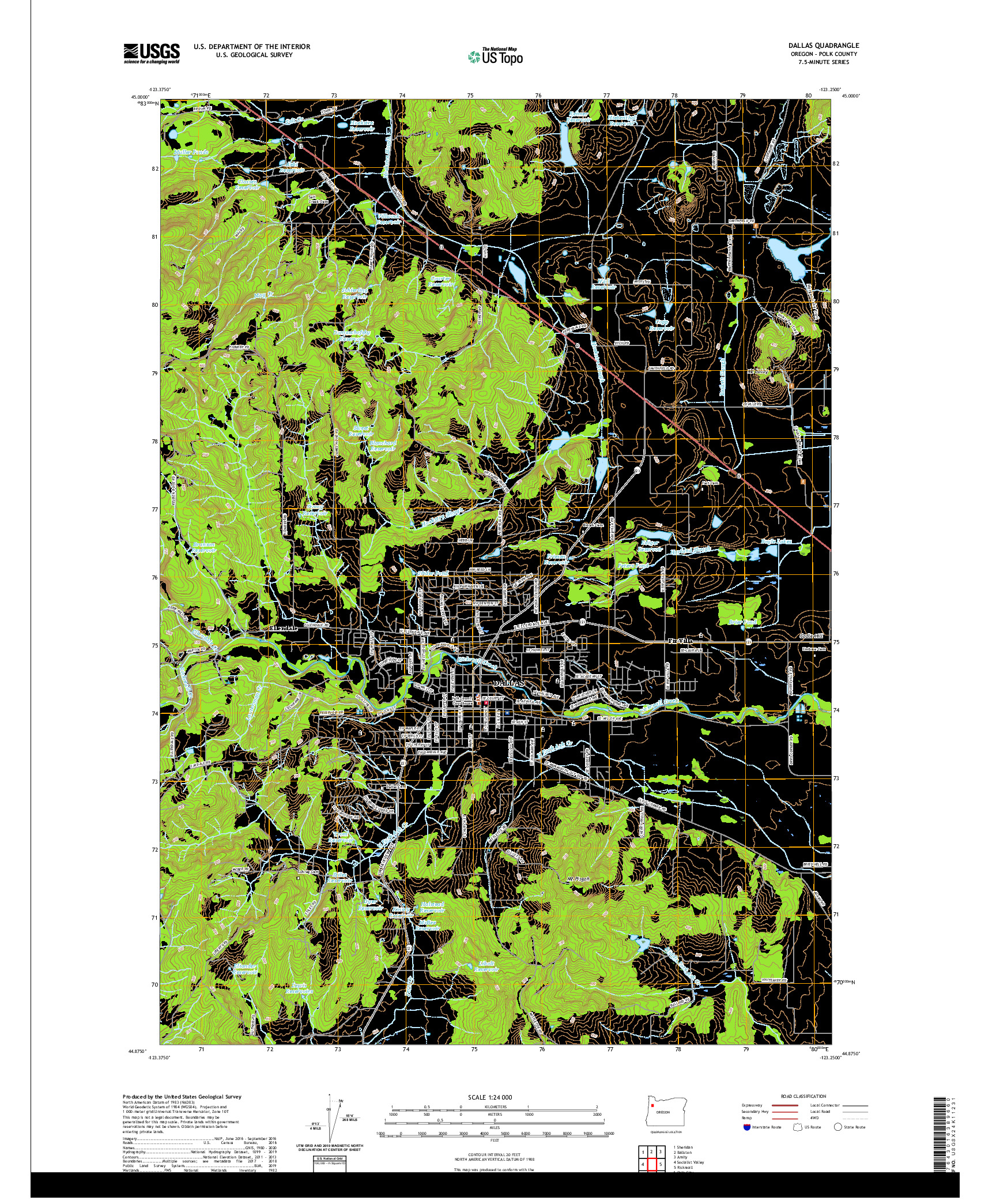 USGS US TOPO 7.5-MINUTE MAP FOR DALLAS, OR 2020