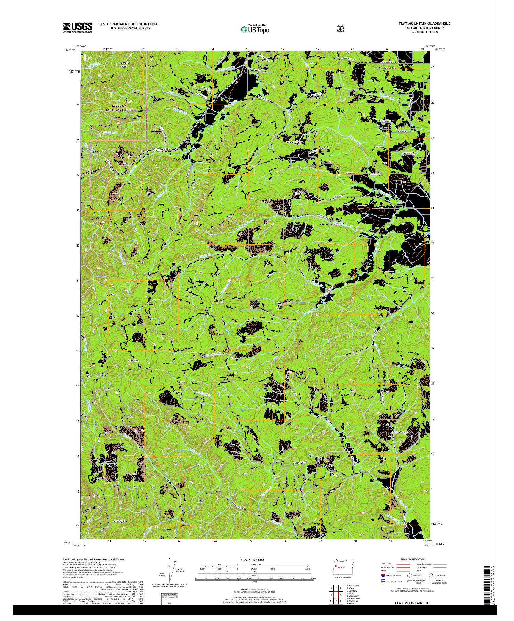 USGS US TOPO 7.5-MINUTE MAP FOR FLAT MOUNTAIN, OR 2020