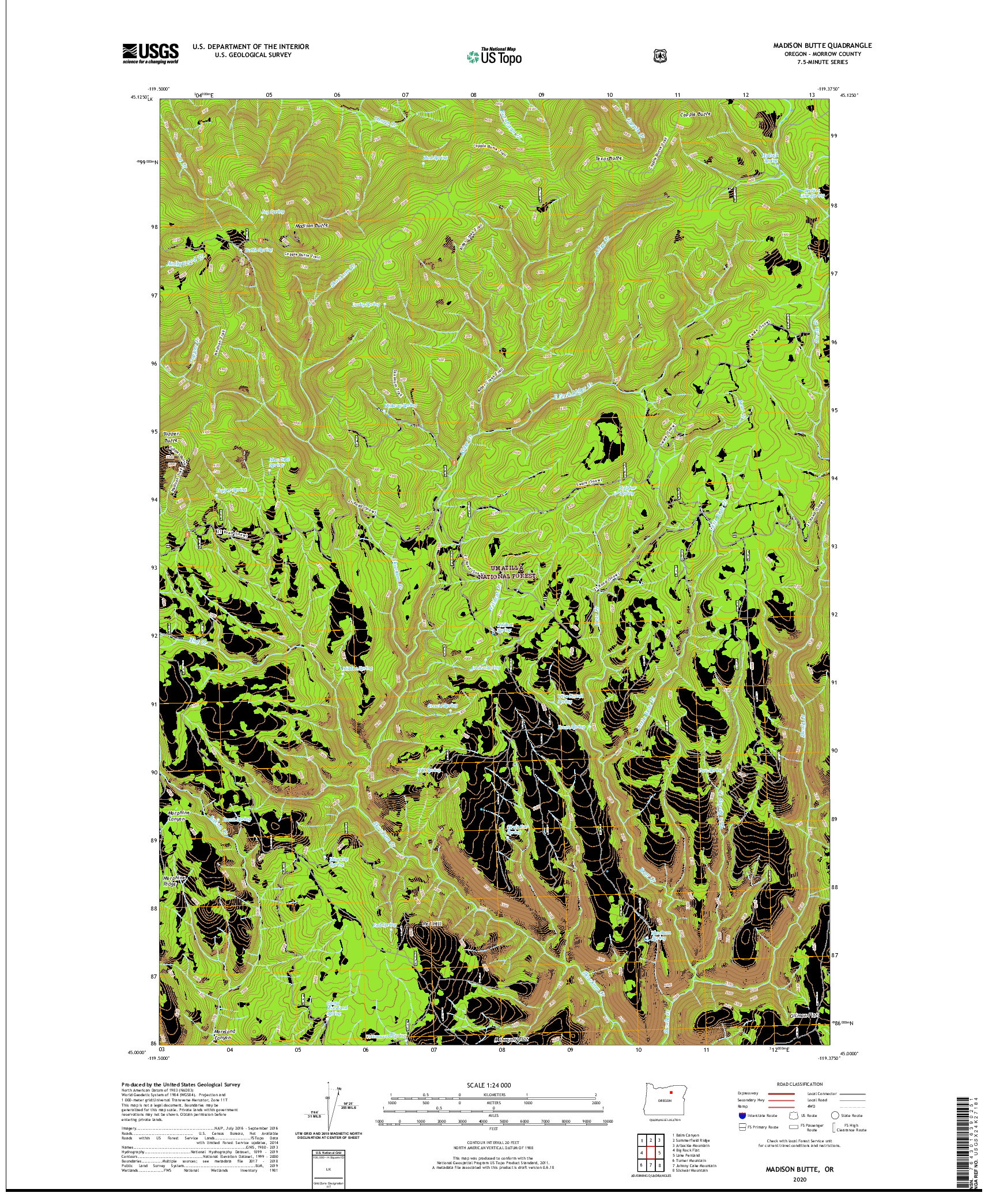 USGS US TOPO 7.5-MINUTE MAP FOR MADISON BUTTE, OR 2020