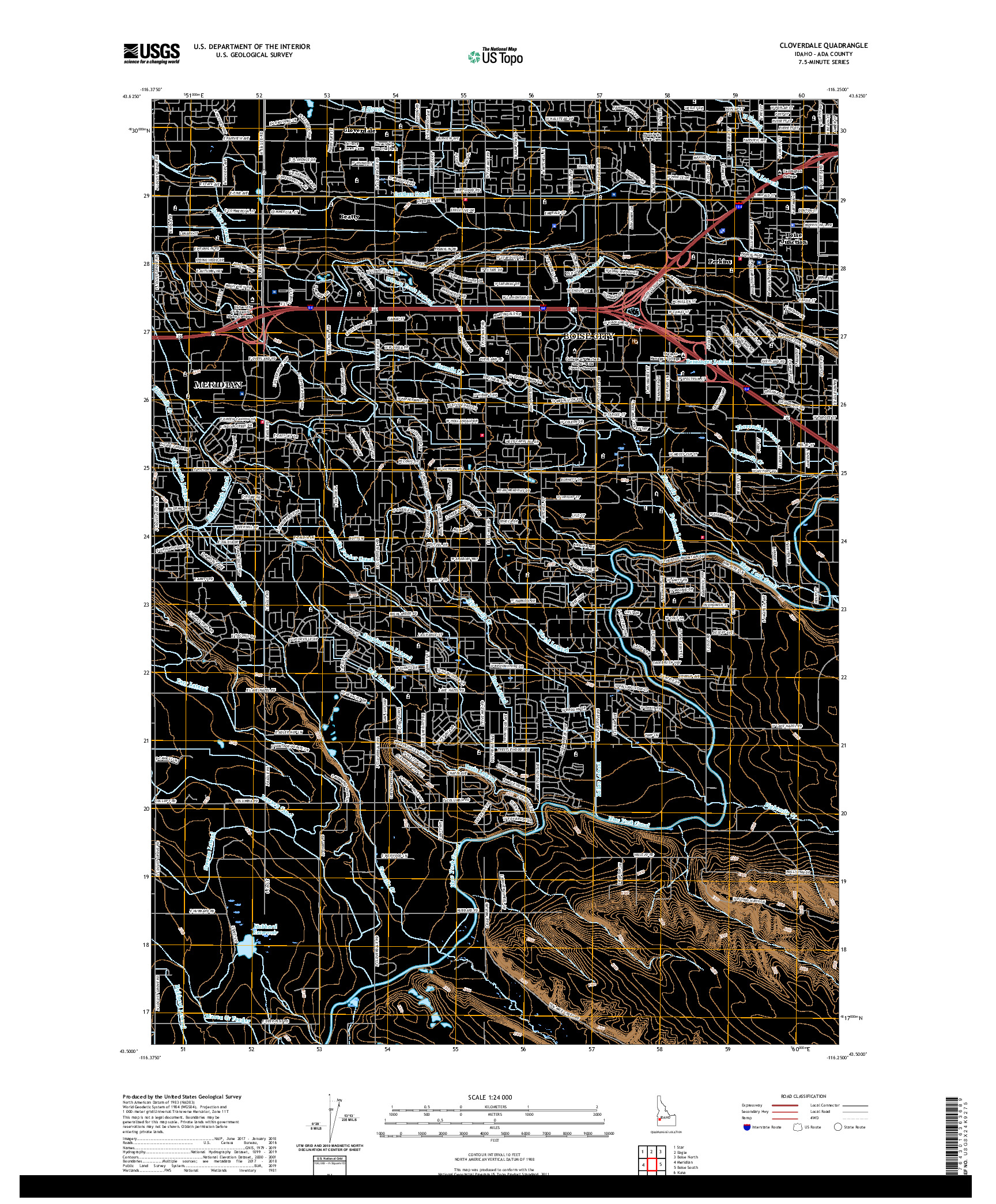 USGS US TOPO 7.5-MINUTE MAP FOR CLOVERDALE, ID 2020