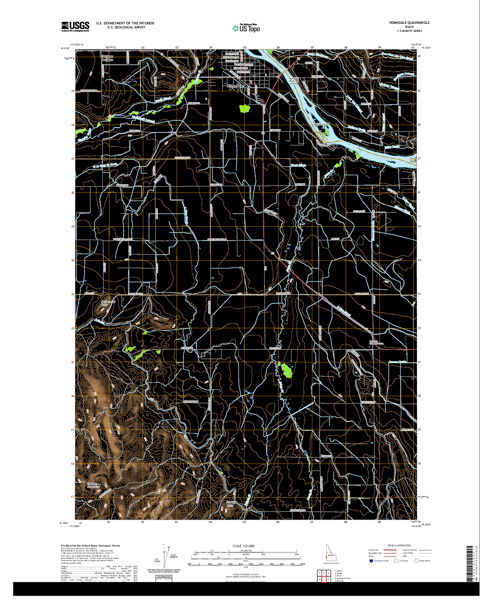 USGS US TOPO 7.5-MINUTE MAP FOR HOMEDALE, ID 2020