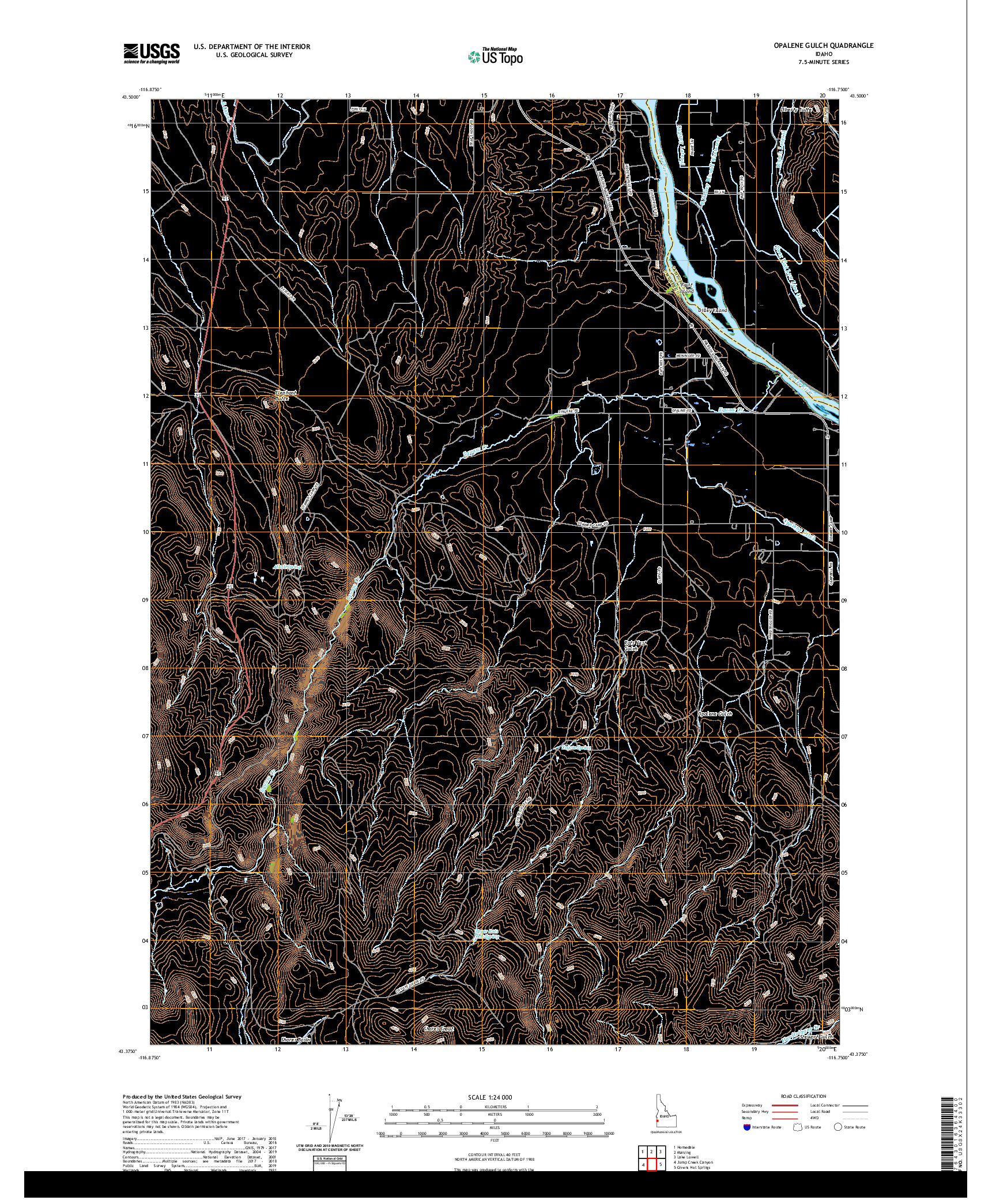 USGS US TOPO 7.5-MINUTE MAP FOR OPALENE GULCH, ID 2020