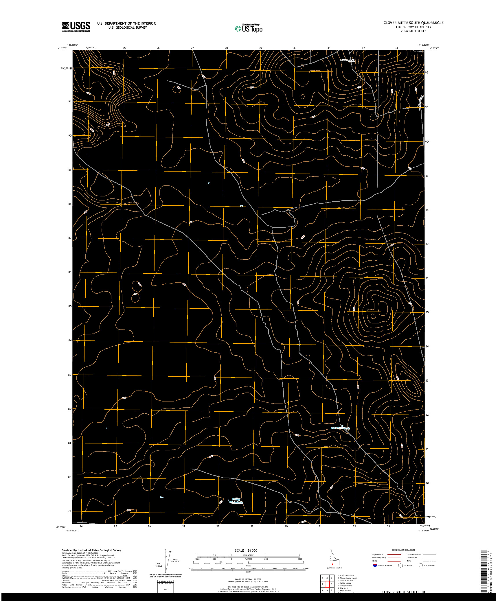 USGS US TOPO 7.5-MINUTE MAP FOR CLOVER BUTTE SOUTH, ID 2020